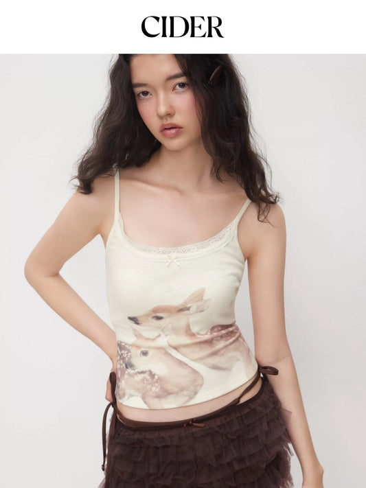 CIDER DEER LACE CAMI TOP