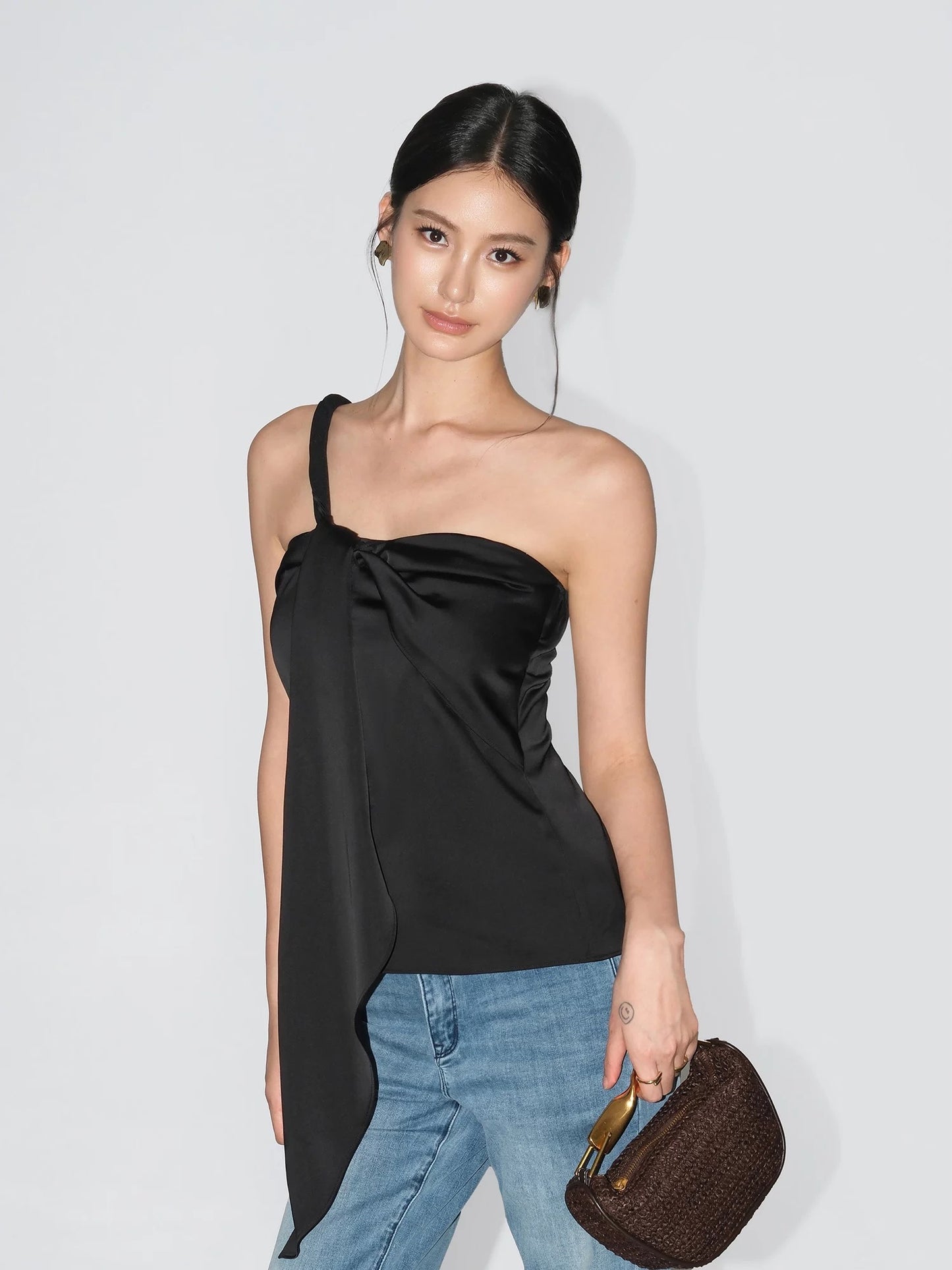 ASYM SATIN FLOWY TOP