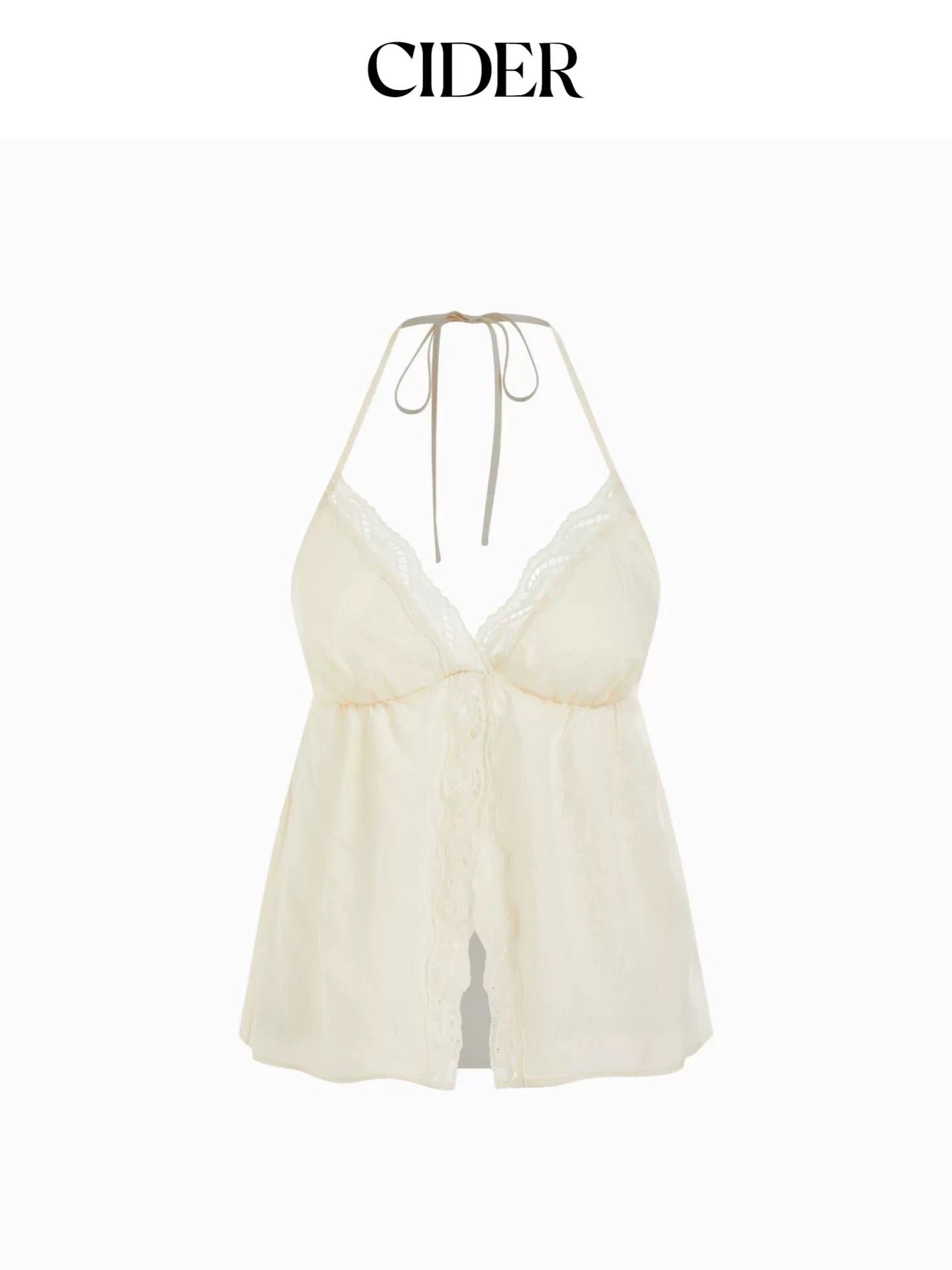 CIDER HALTER LACE TRIM BLOUSE