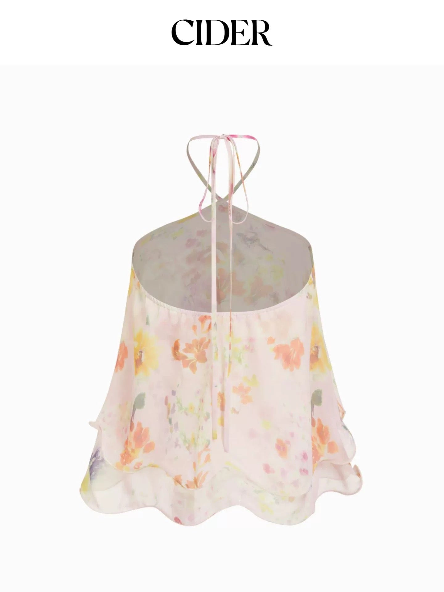 CIDER FLORAL FLOWY HALTER TOP