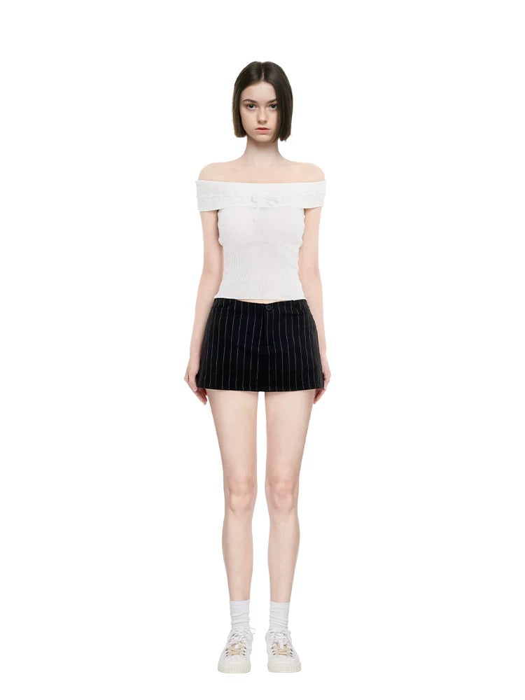 THIN WHITE KNITTED OFF SHOULDER