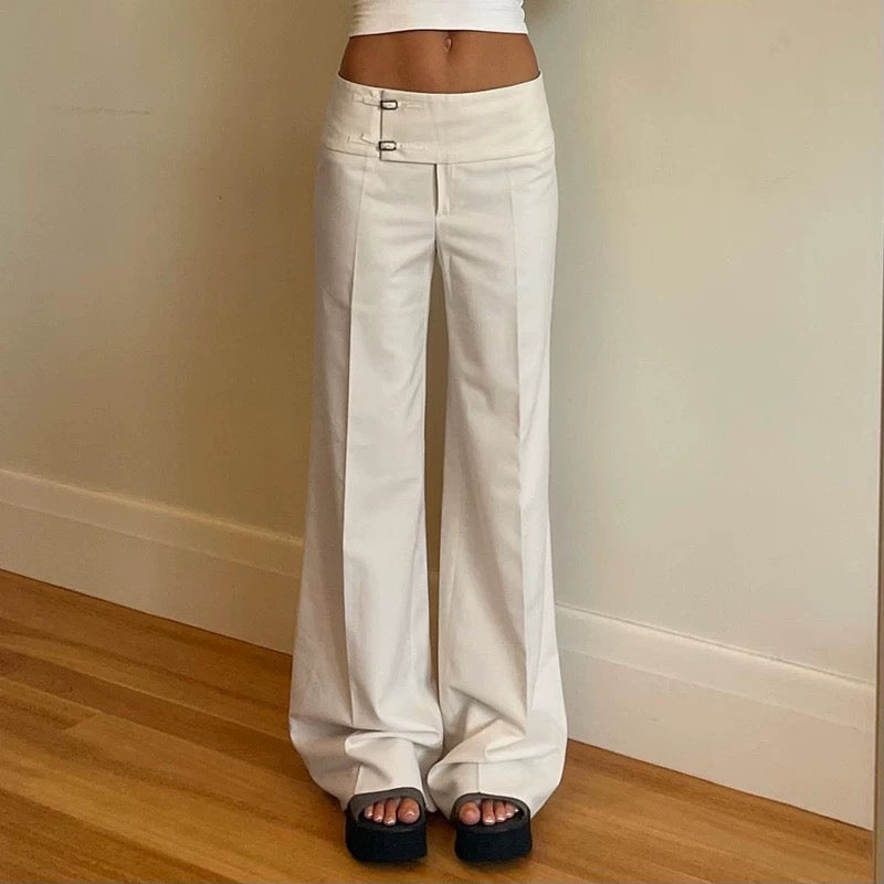 SIDE BUCKLE FLATED TROUSERS