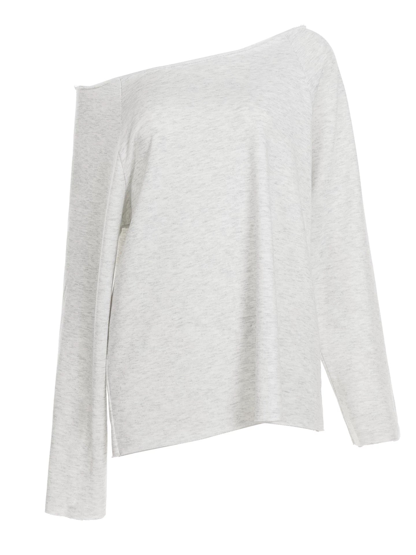 GRAY HALF SHOULDER SWEATER
