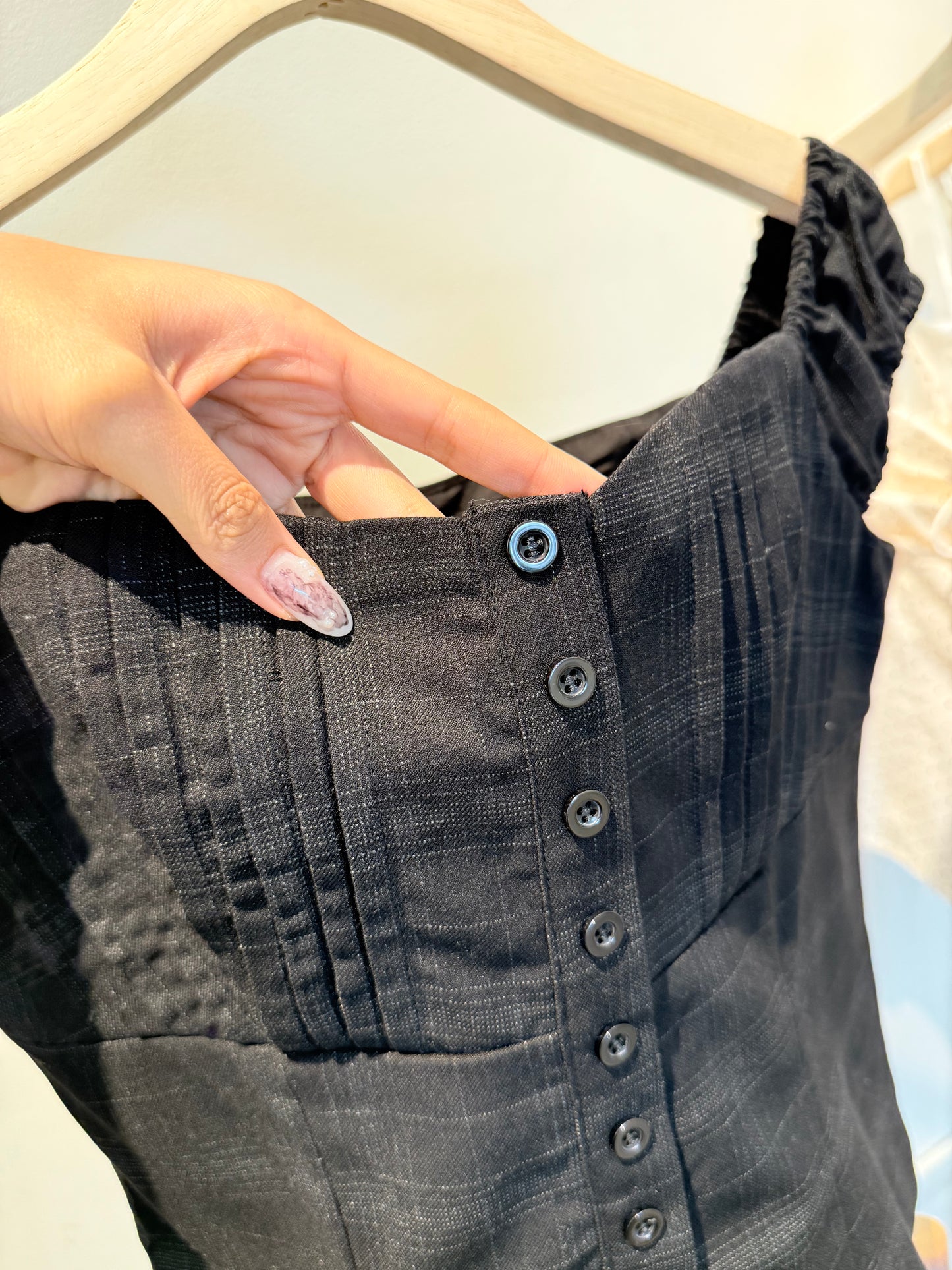 Black buttons off shoulder top