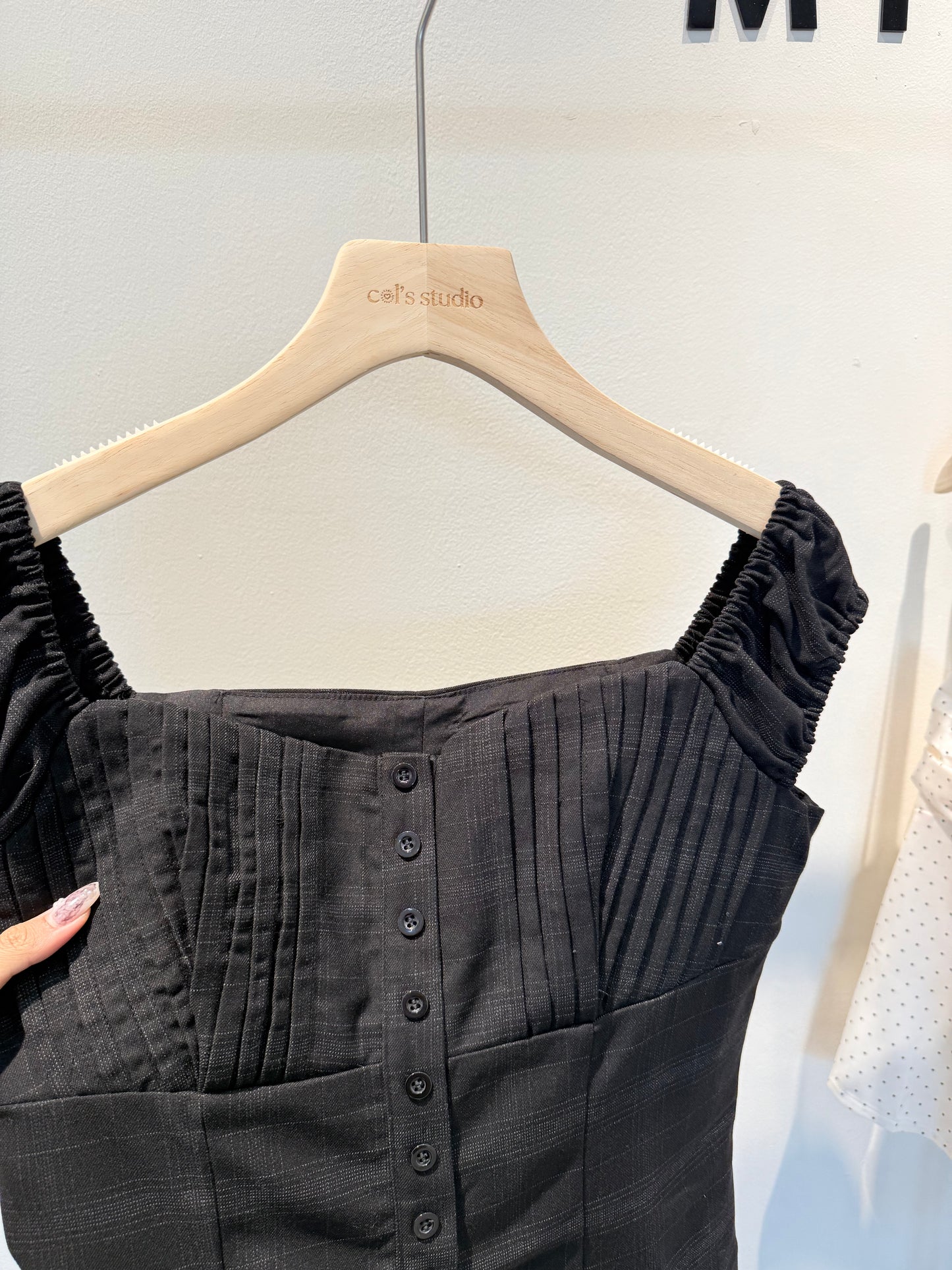 Black buttons off shoulder top