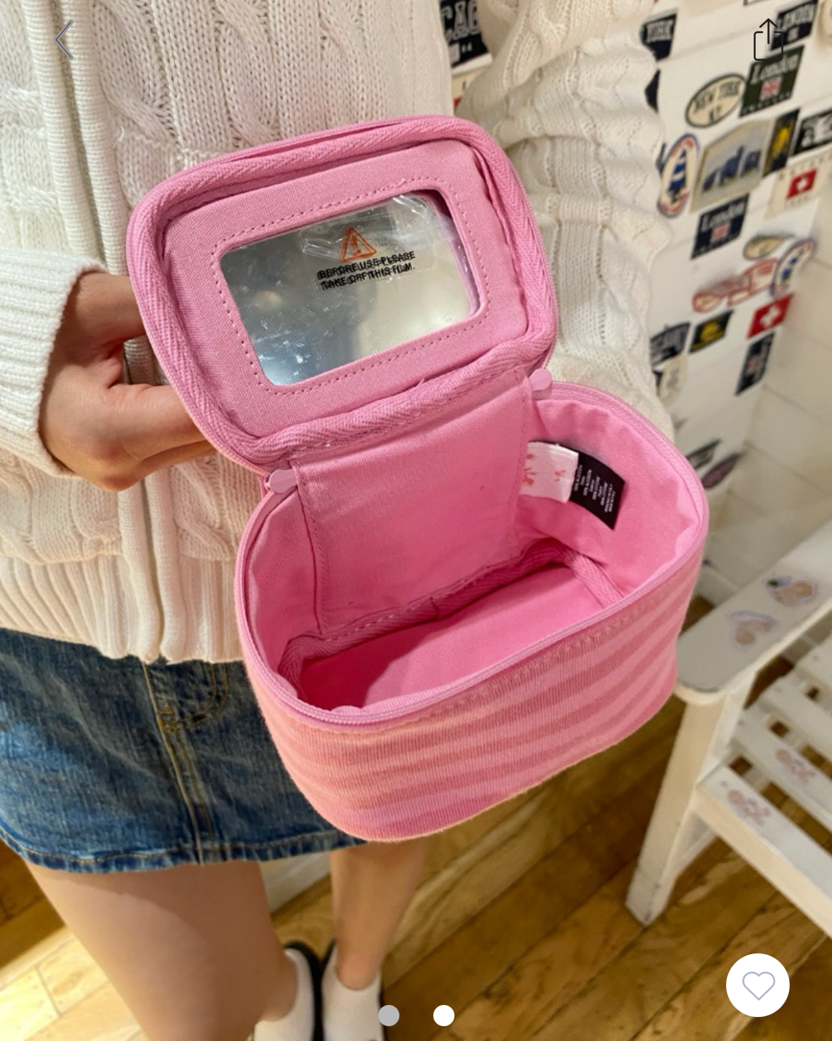 BRANDY Makeup Bag- pink stripes