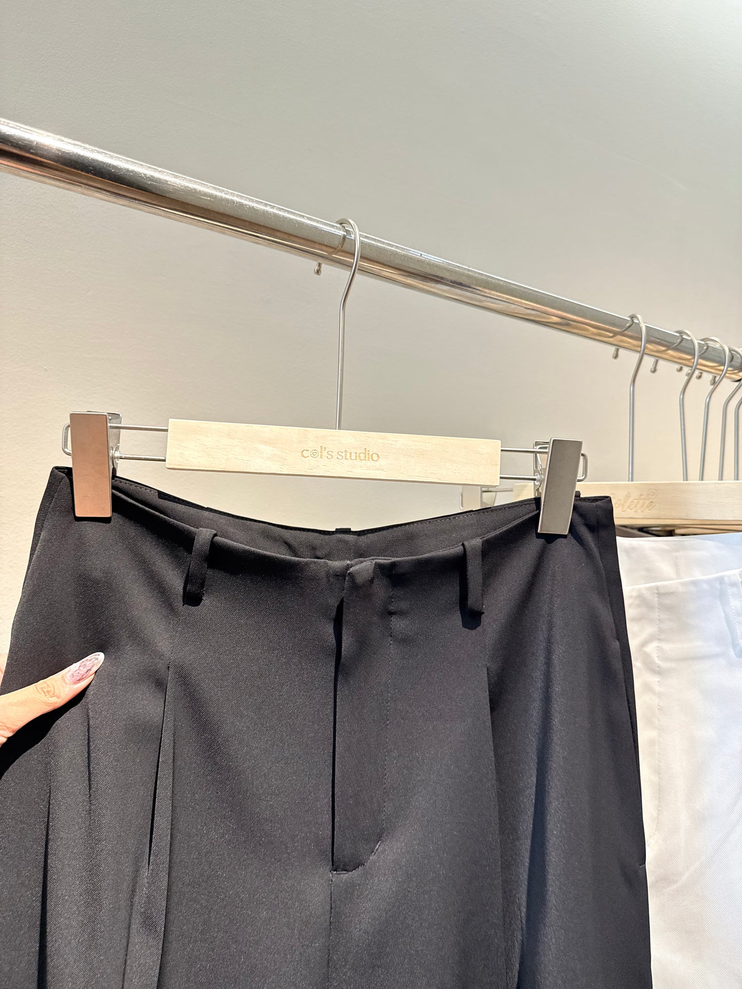 Black baggy clipped trousers