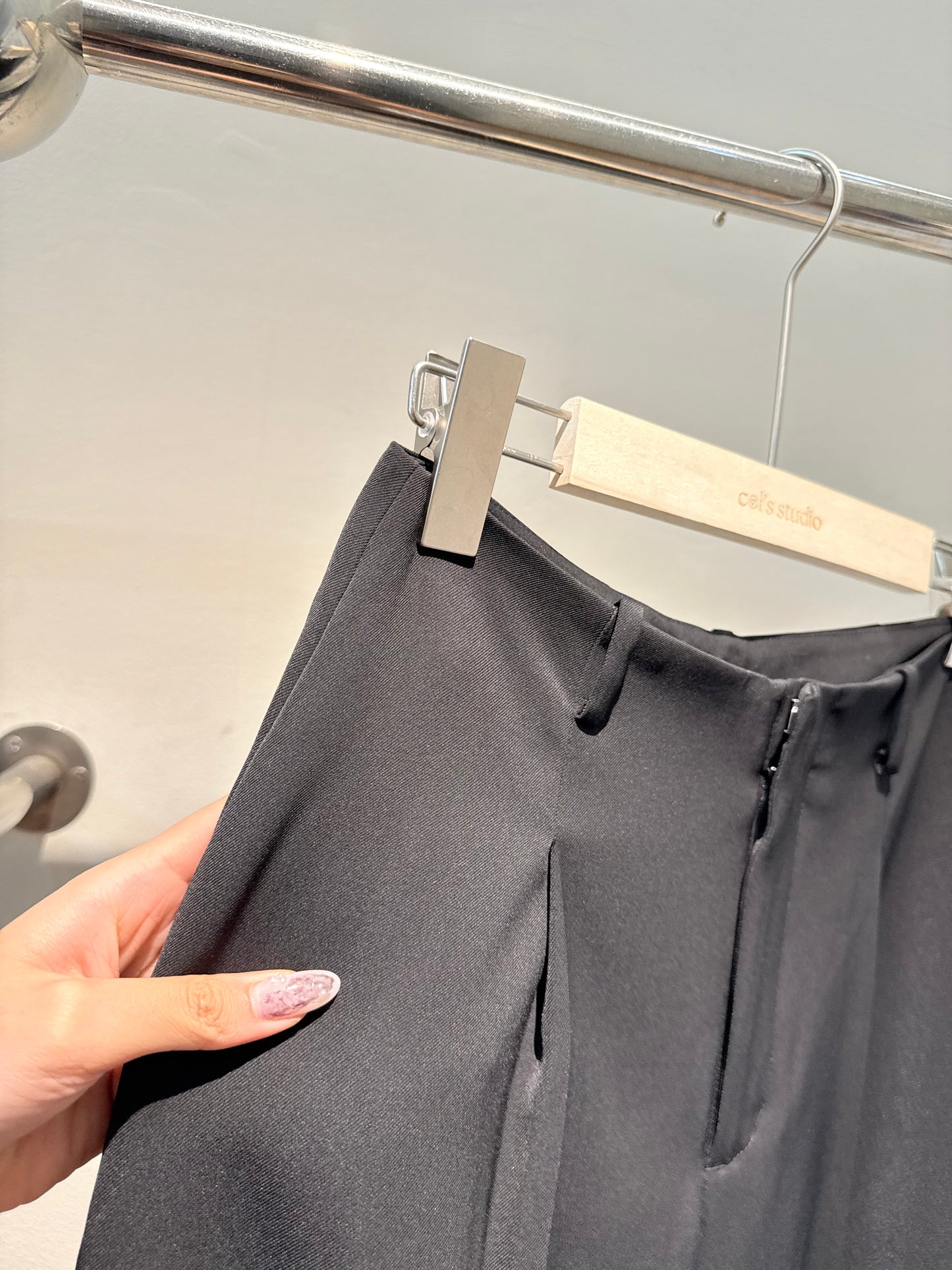 Black baggy clipped trousers