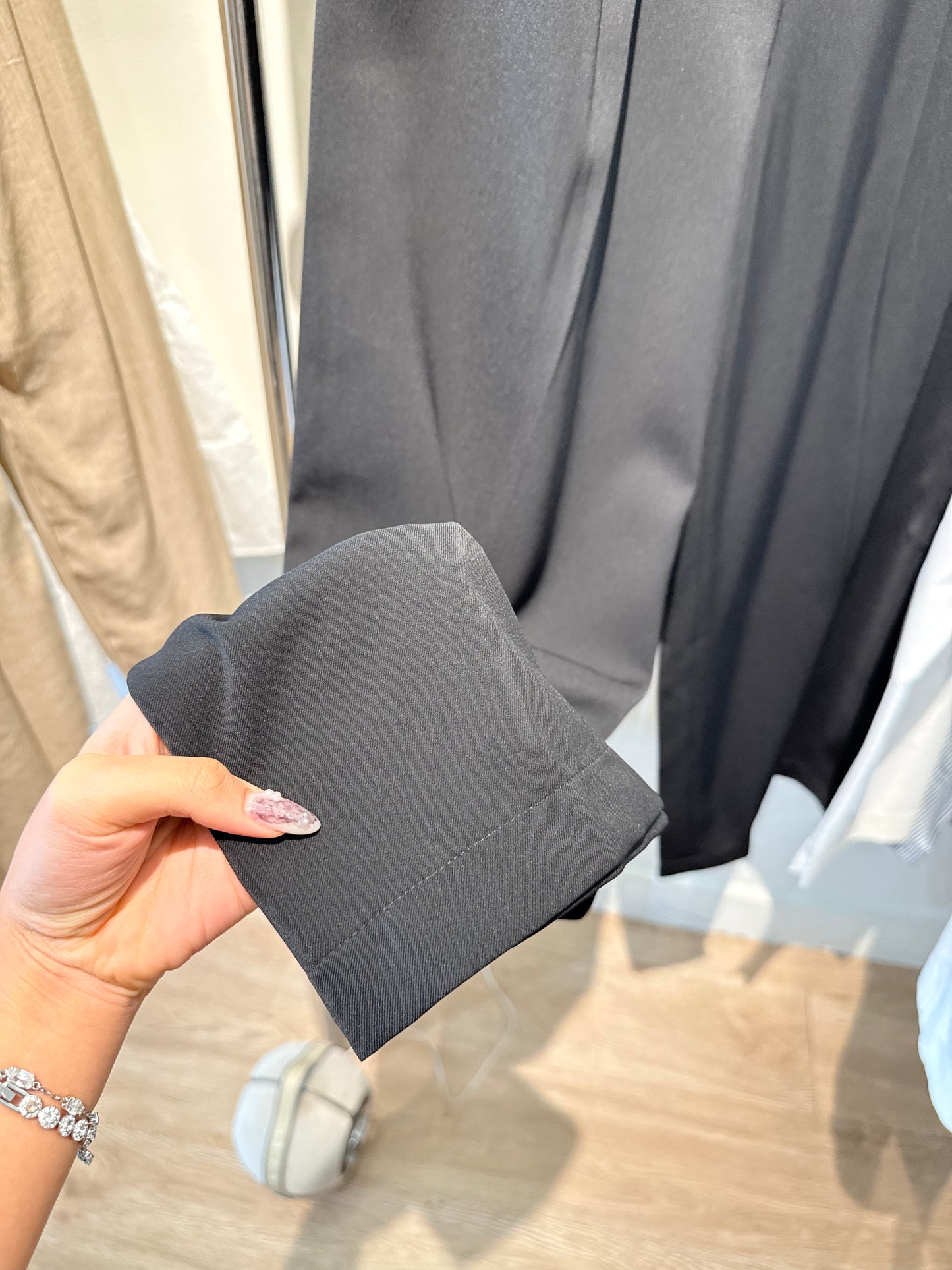 Black baggy clipped trousers