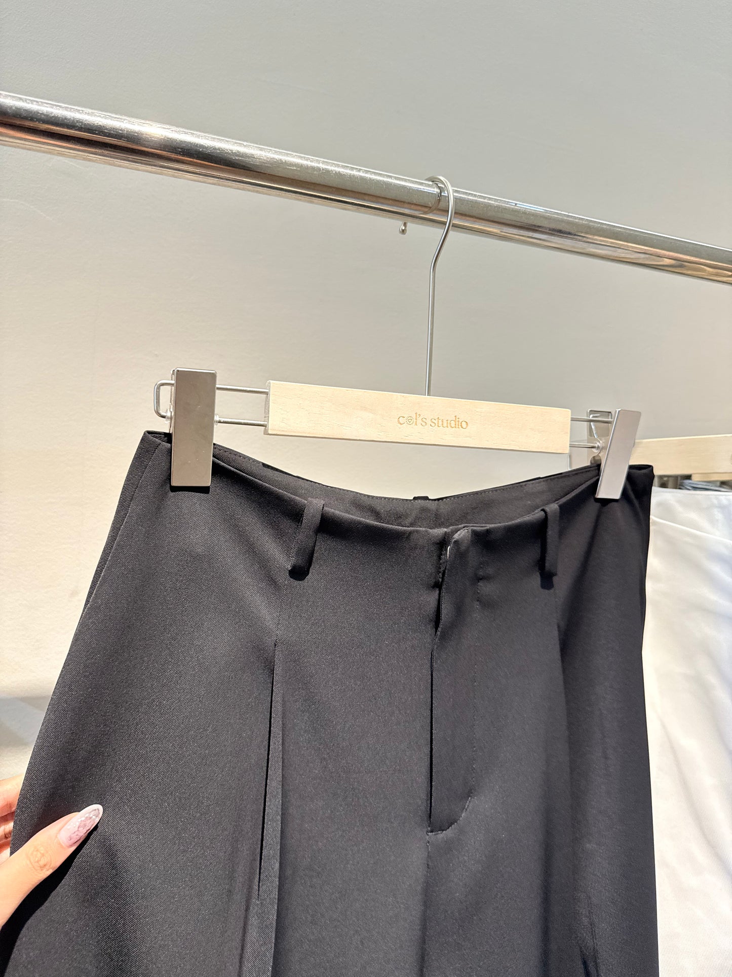 Black baggy clipped trousers