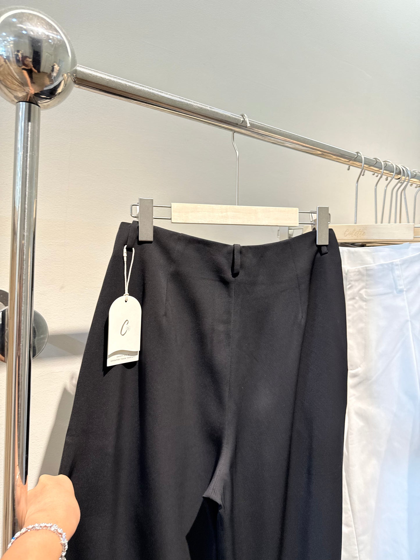 Black baggy clipped trousers