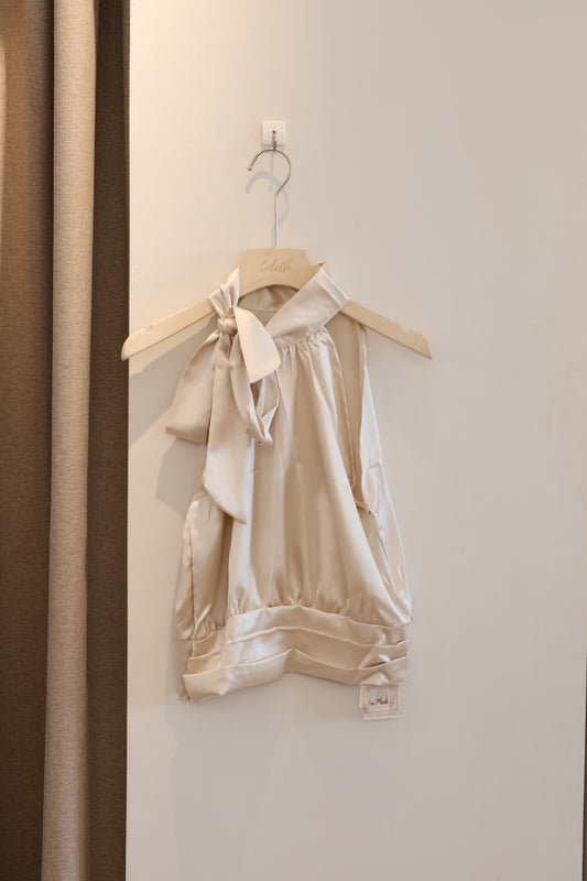 Satin like halter tied top