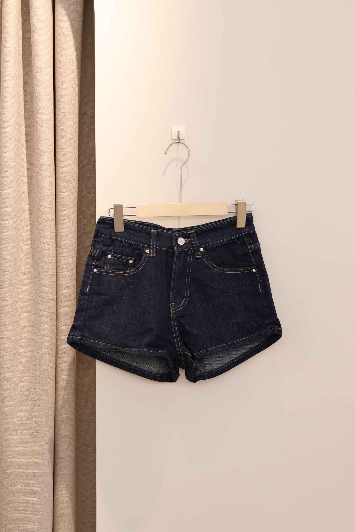Dark toned denim shorts