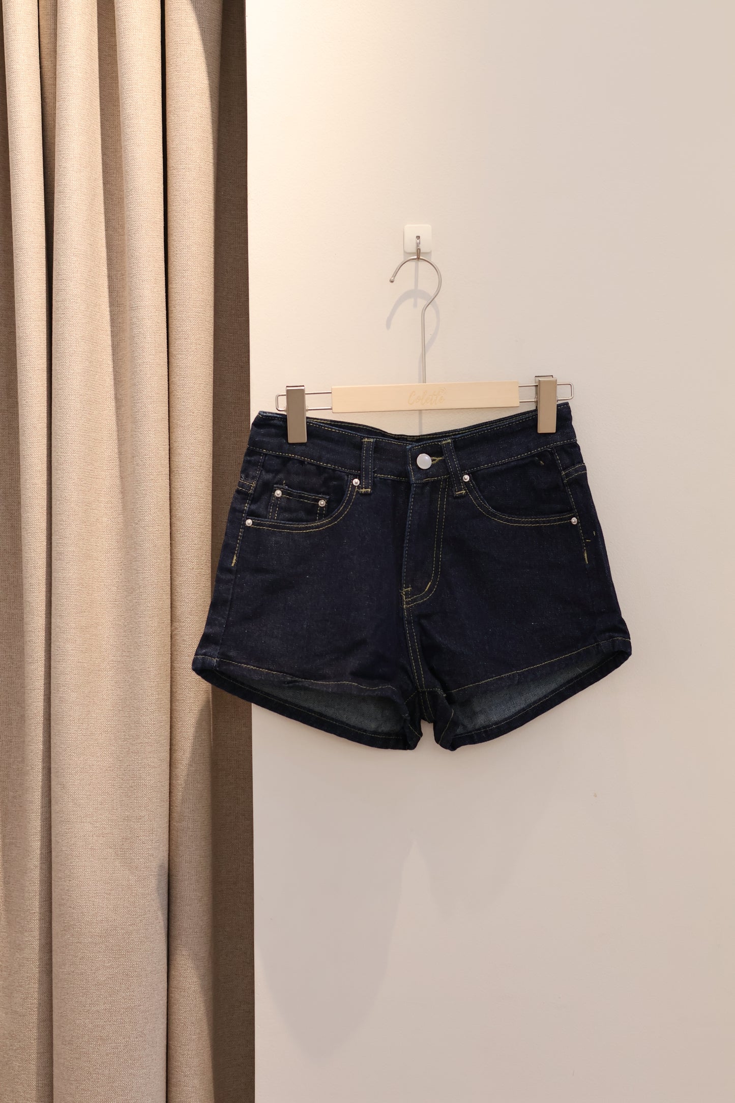 Dark toned denim shorts
