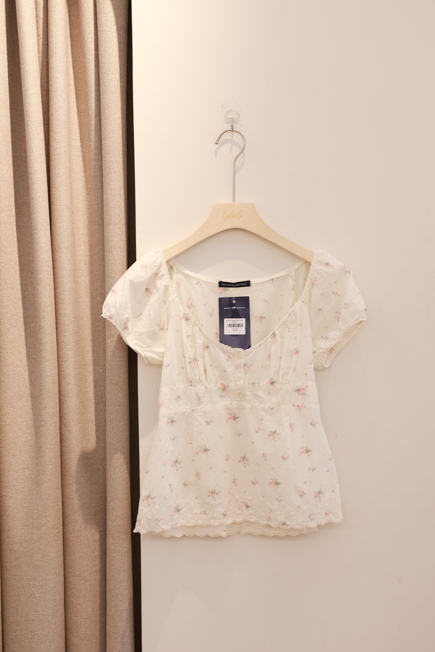 BRANDY Blair Floral Top - Ivory/S