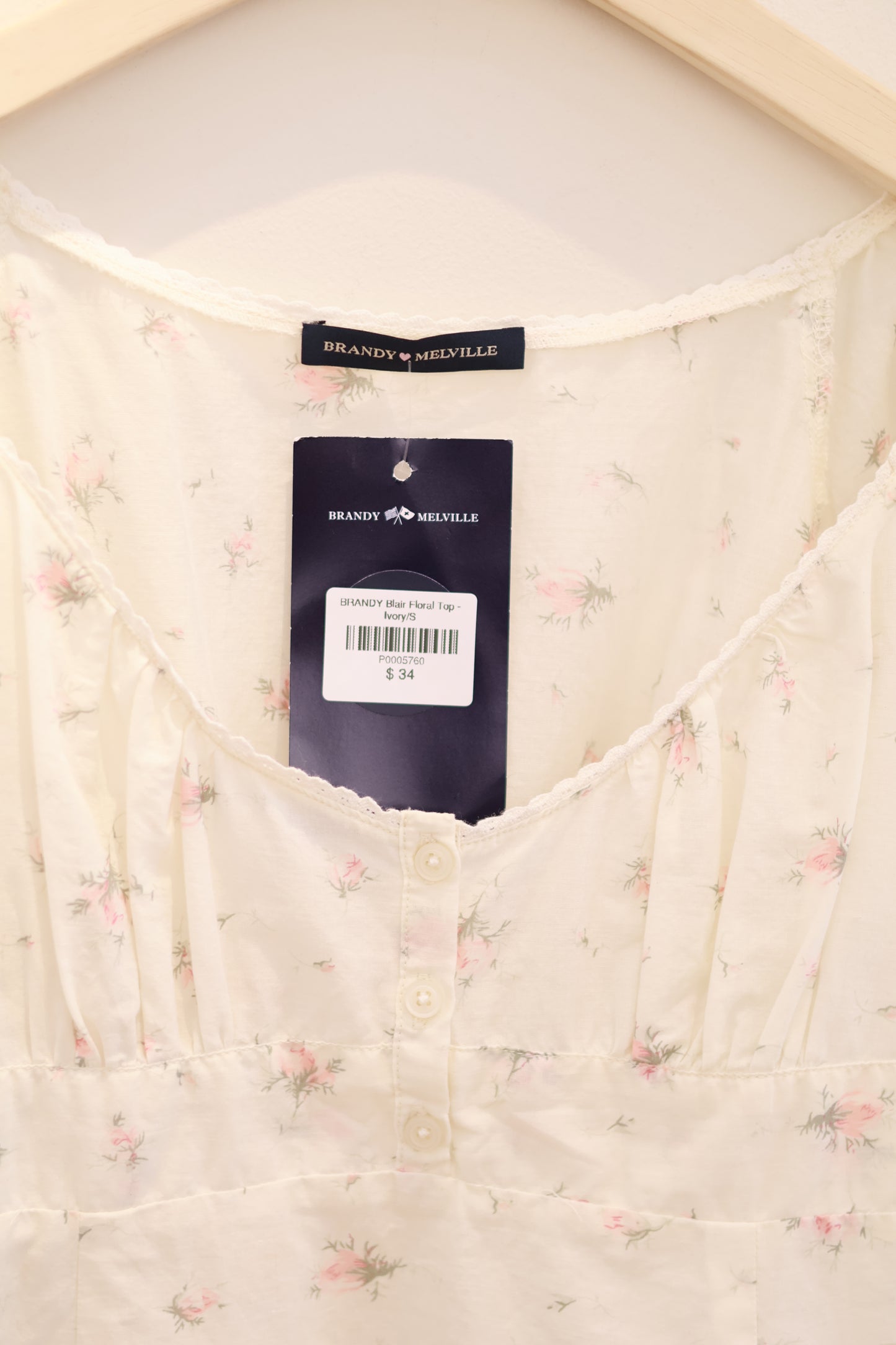 BRANDY Blair Floral Top - Ivory/S
