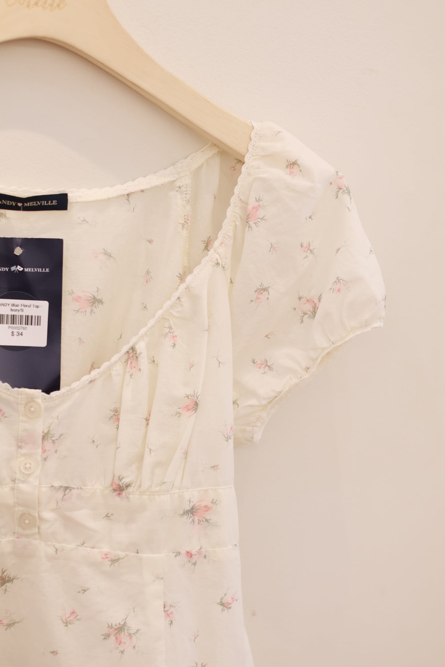BRANDY Blair Floral Top - Ivory/S