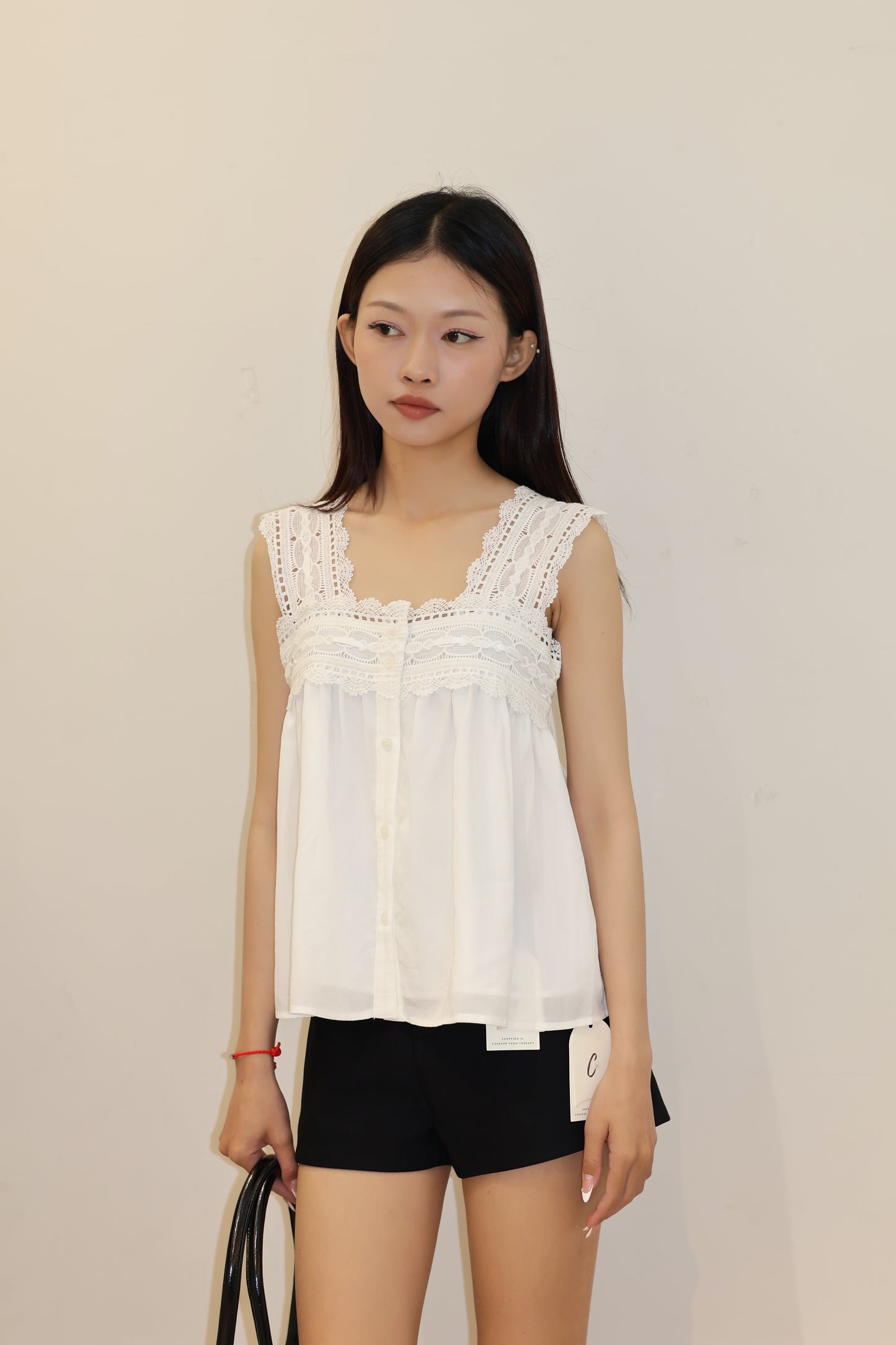 White embroidered flowy top