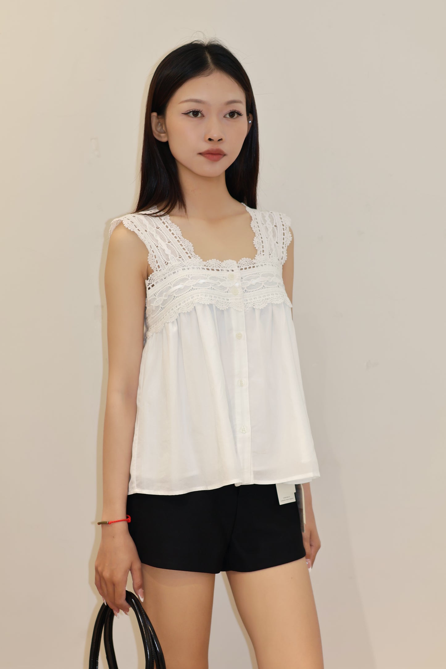 White embroidered flowy top