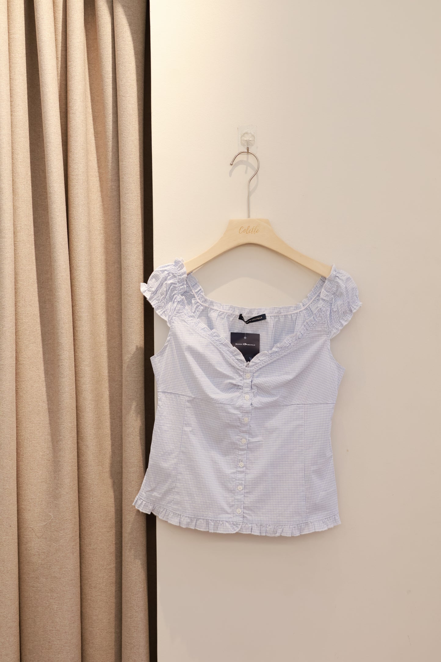 BRANDY Elena Gingham Top - Blue/S