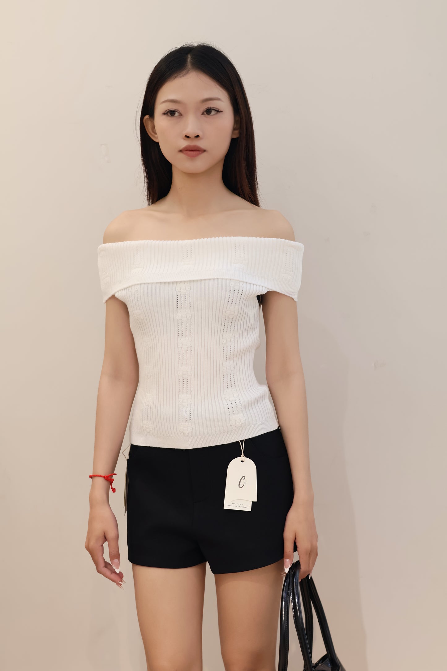 KNITTED OFF SHOULDER TOP