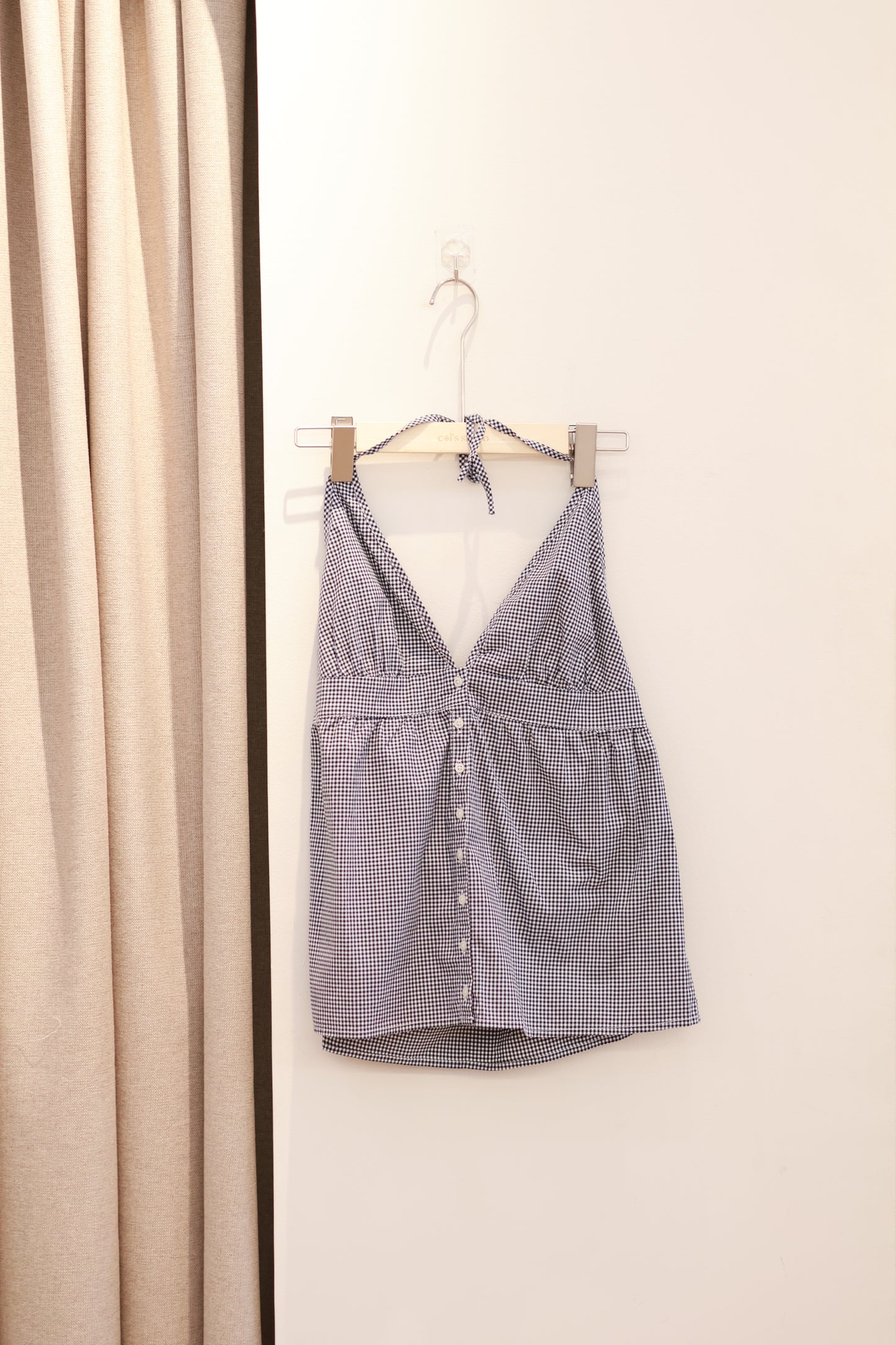 BRANDY Edith Halter Plaid Tank
