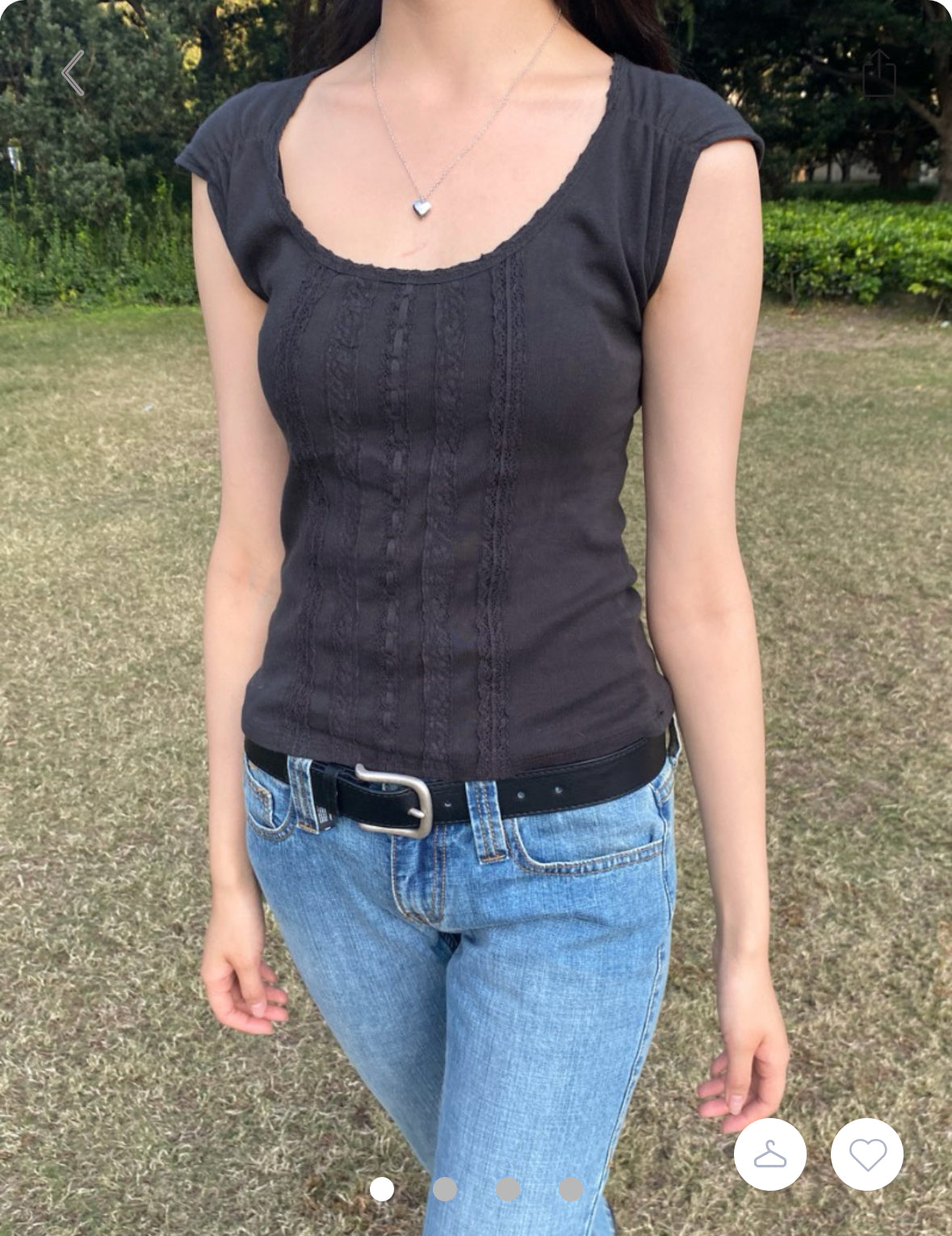 BRANDY Starla Scalloped Top - Black