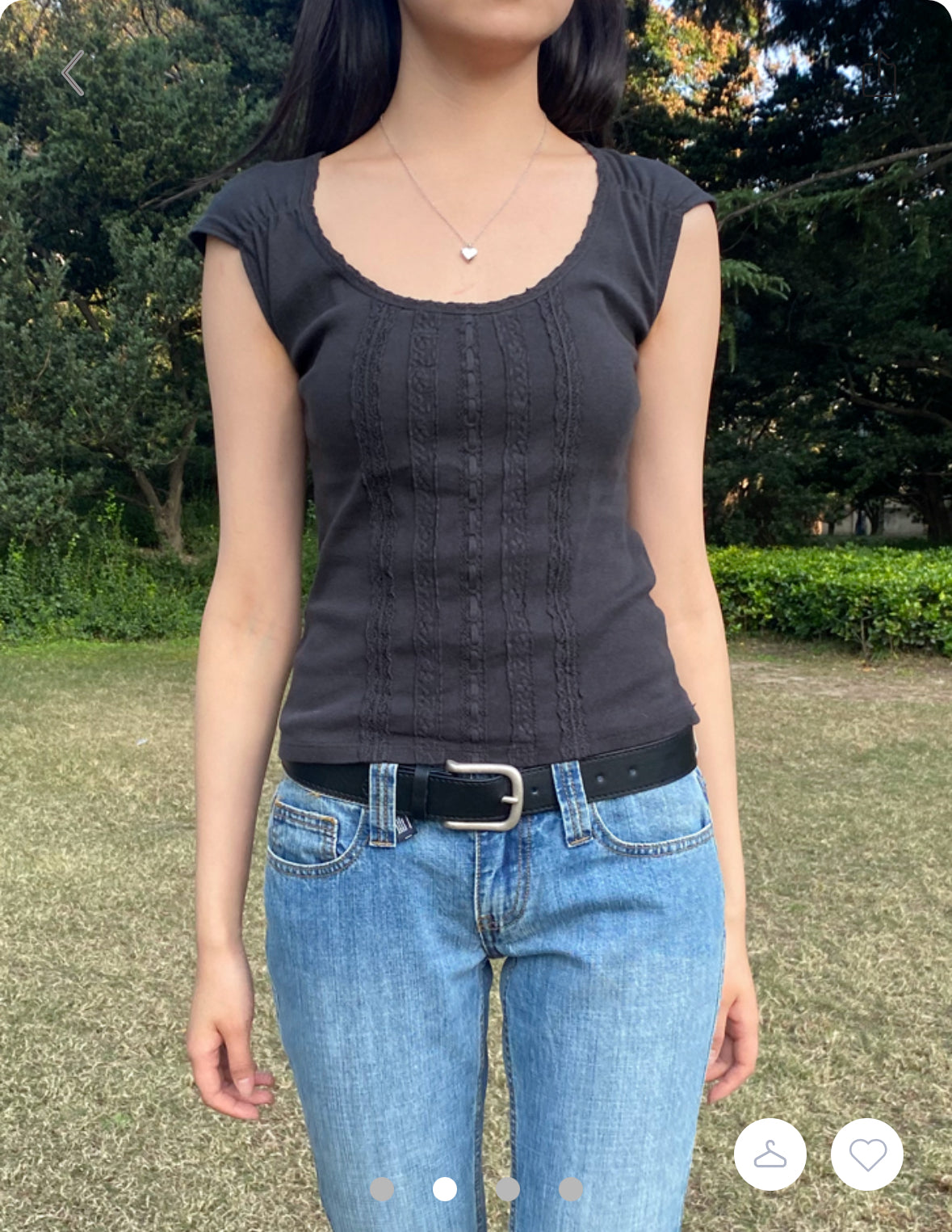 BRANDY Starla Scalloped Top - Black