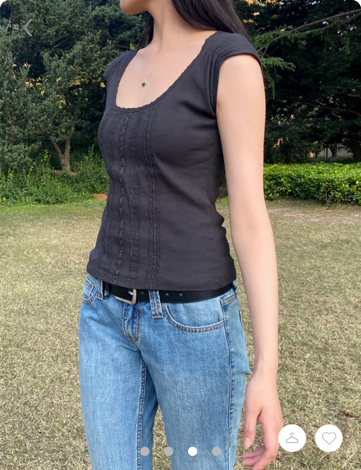 BRANDY Starla Scalloped Top - Black