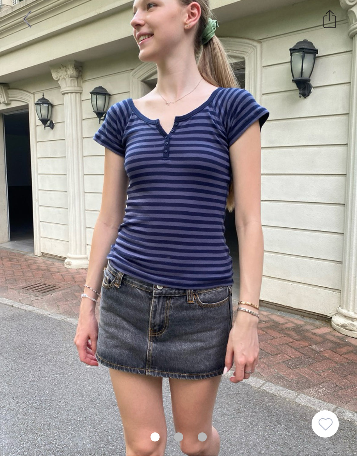 BRANDY Ginny Striped Top - Navy