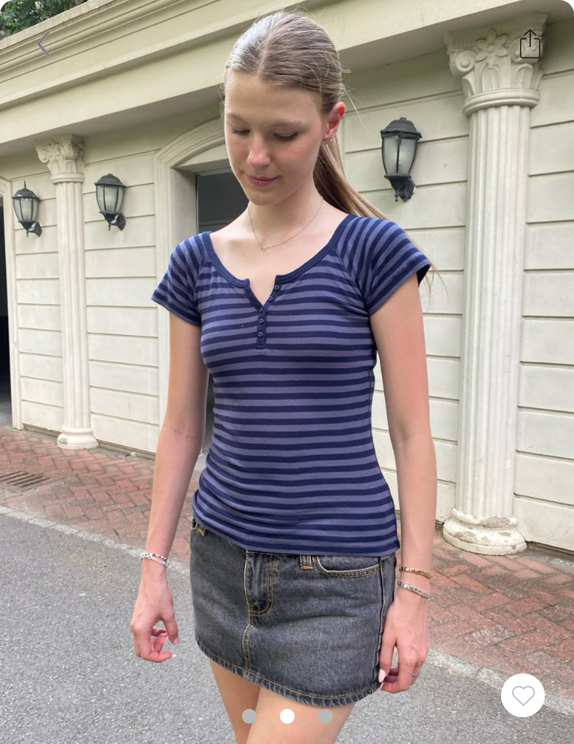 BRANDY Ginny Striped Top - Navy