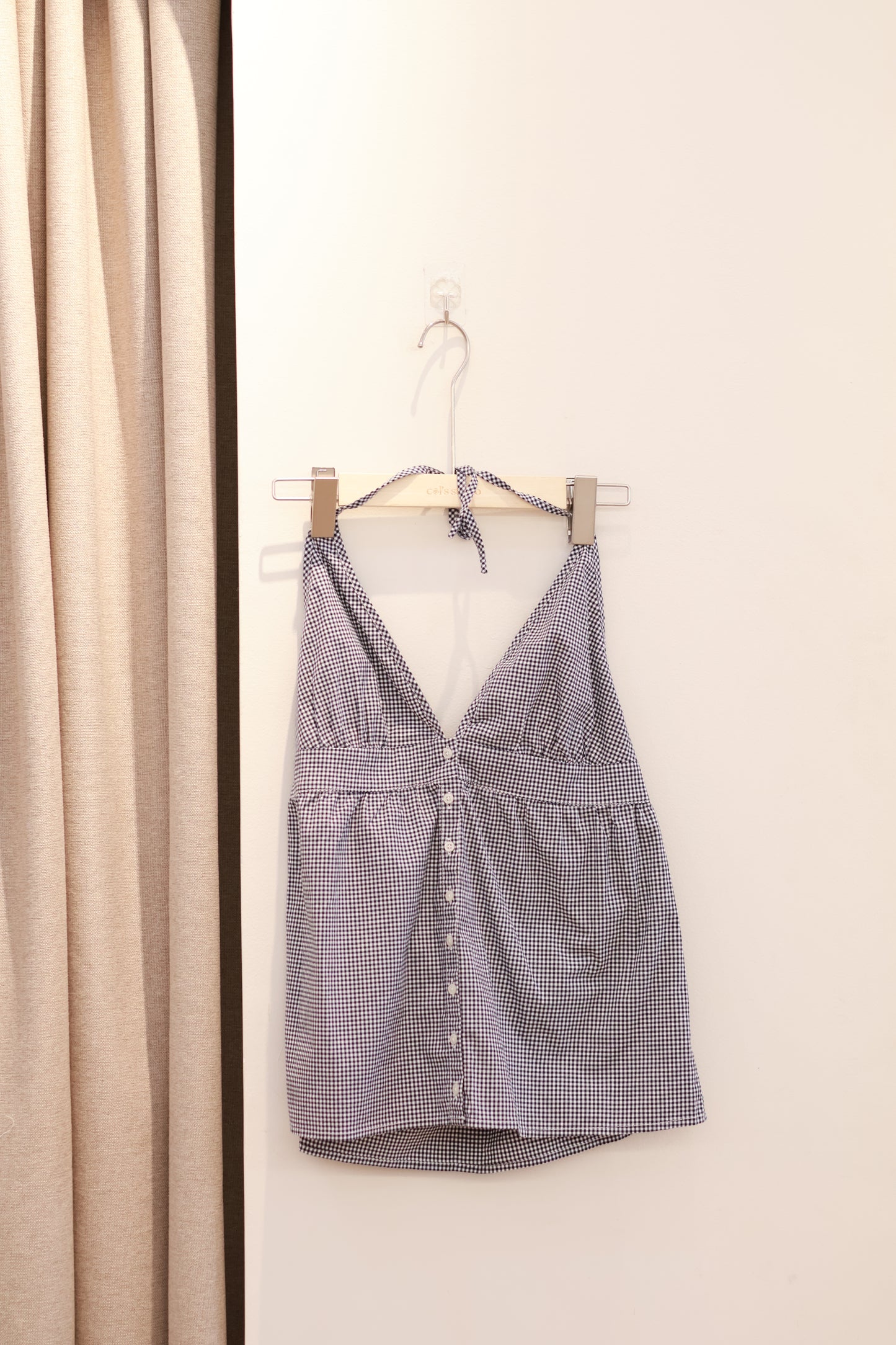BRANDY Edith Halter Plaid Tank