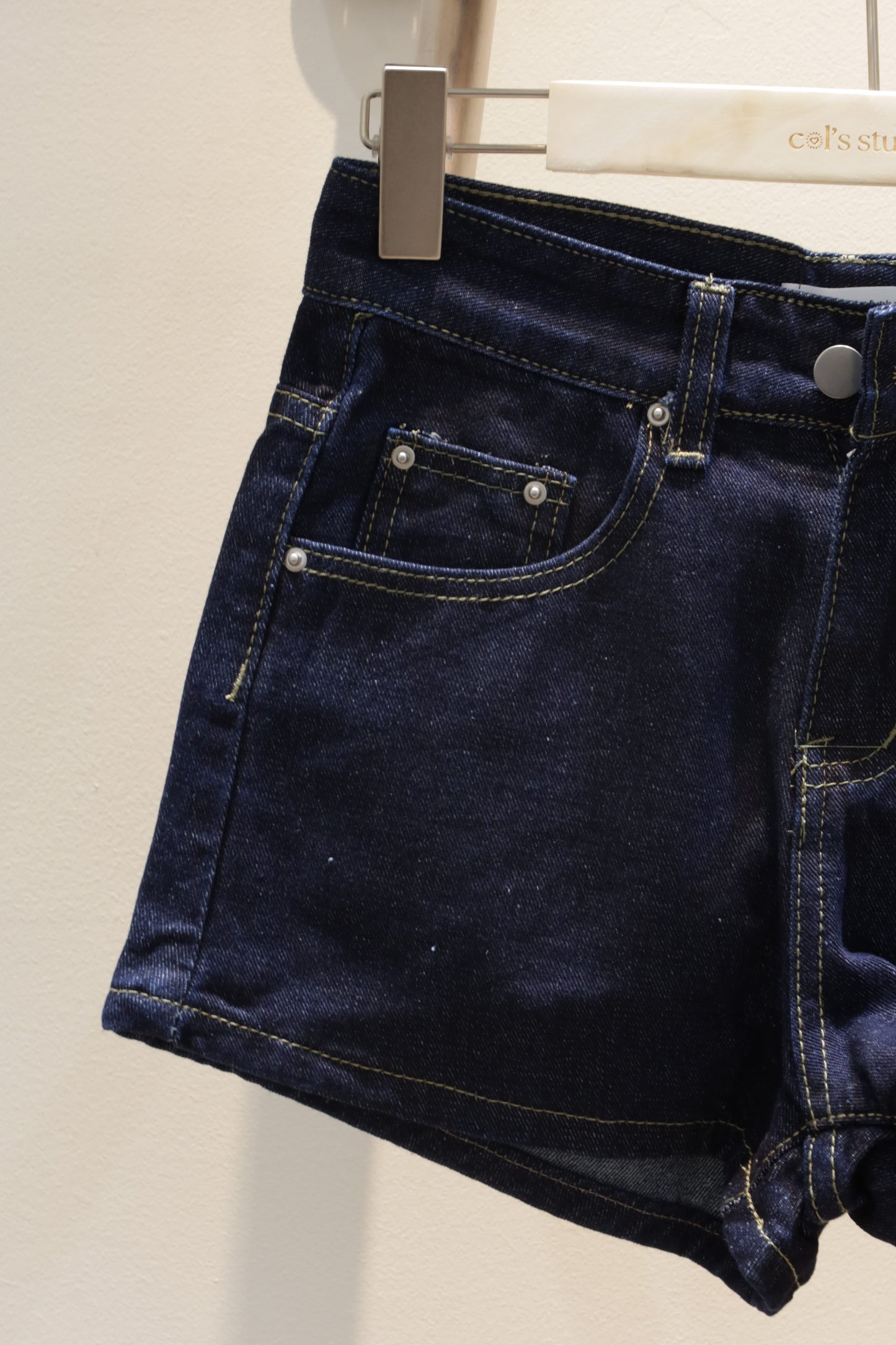 Dark toned denim shorts