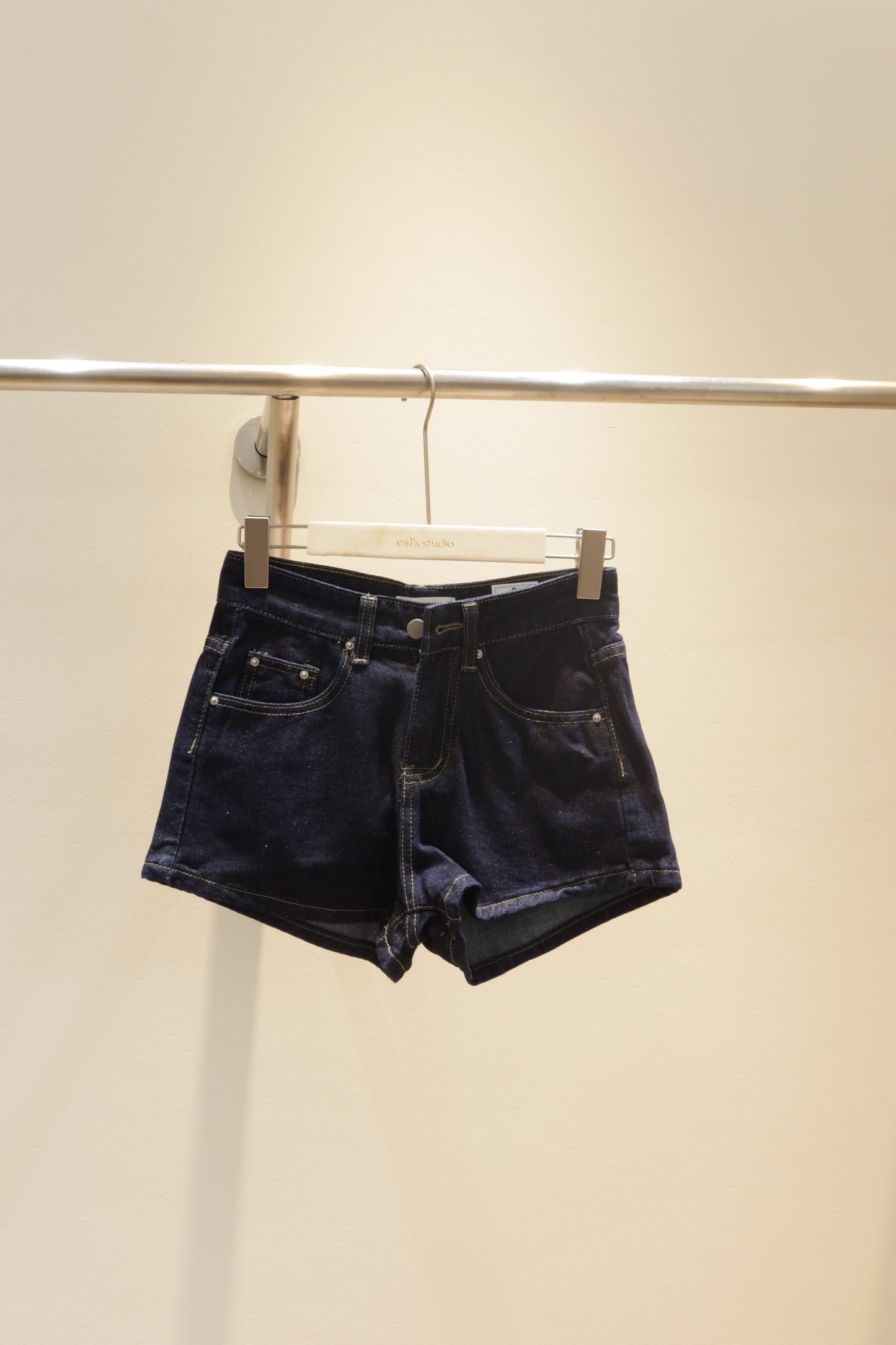 Dark toned denim shorts