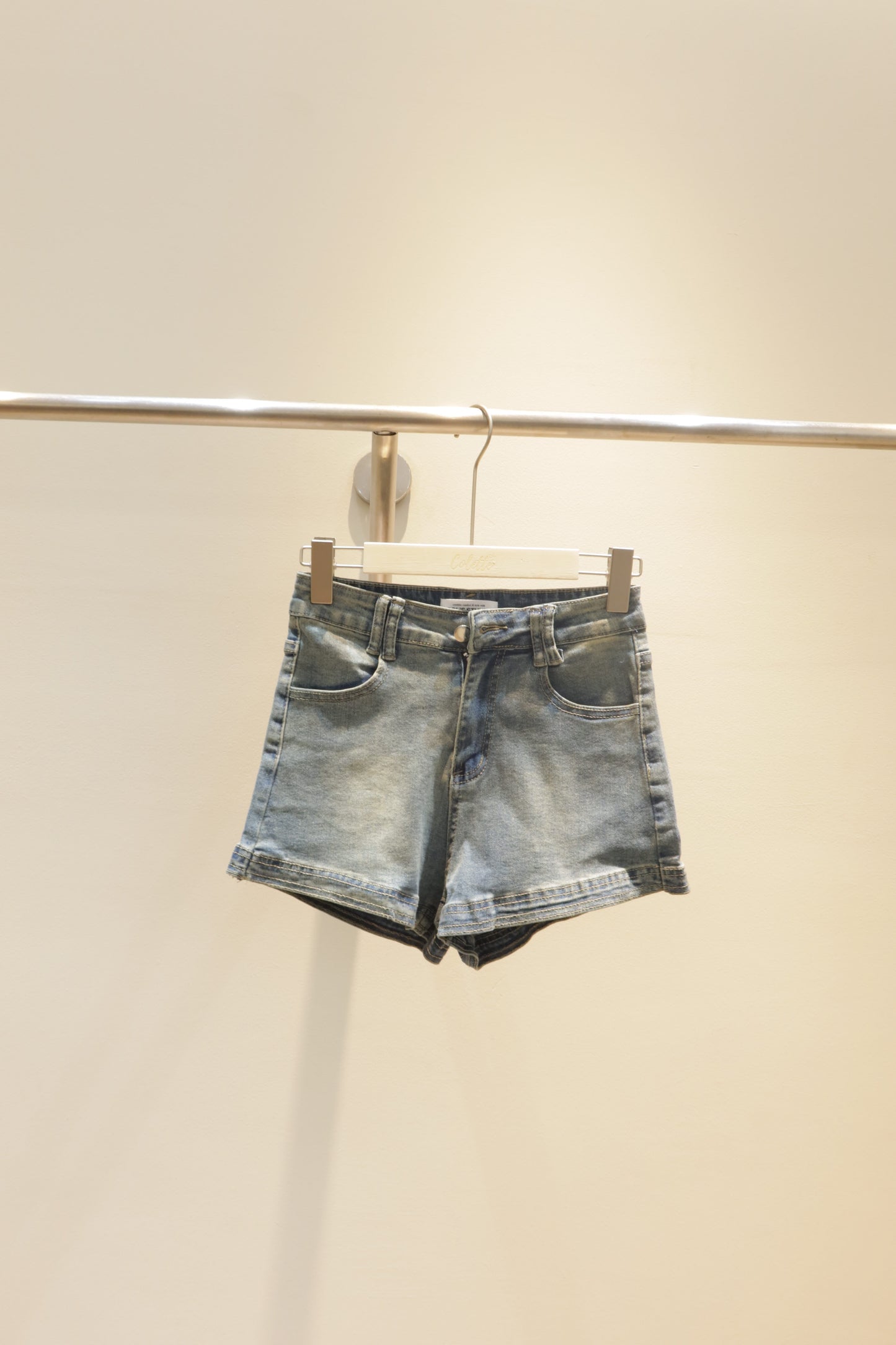 light washed denim shorts
