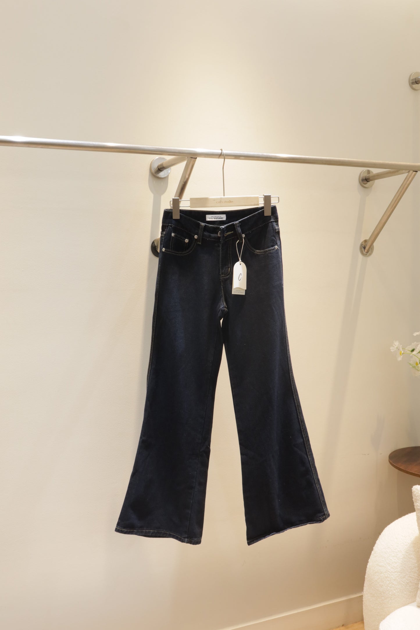 Dark blue flared jeans