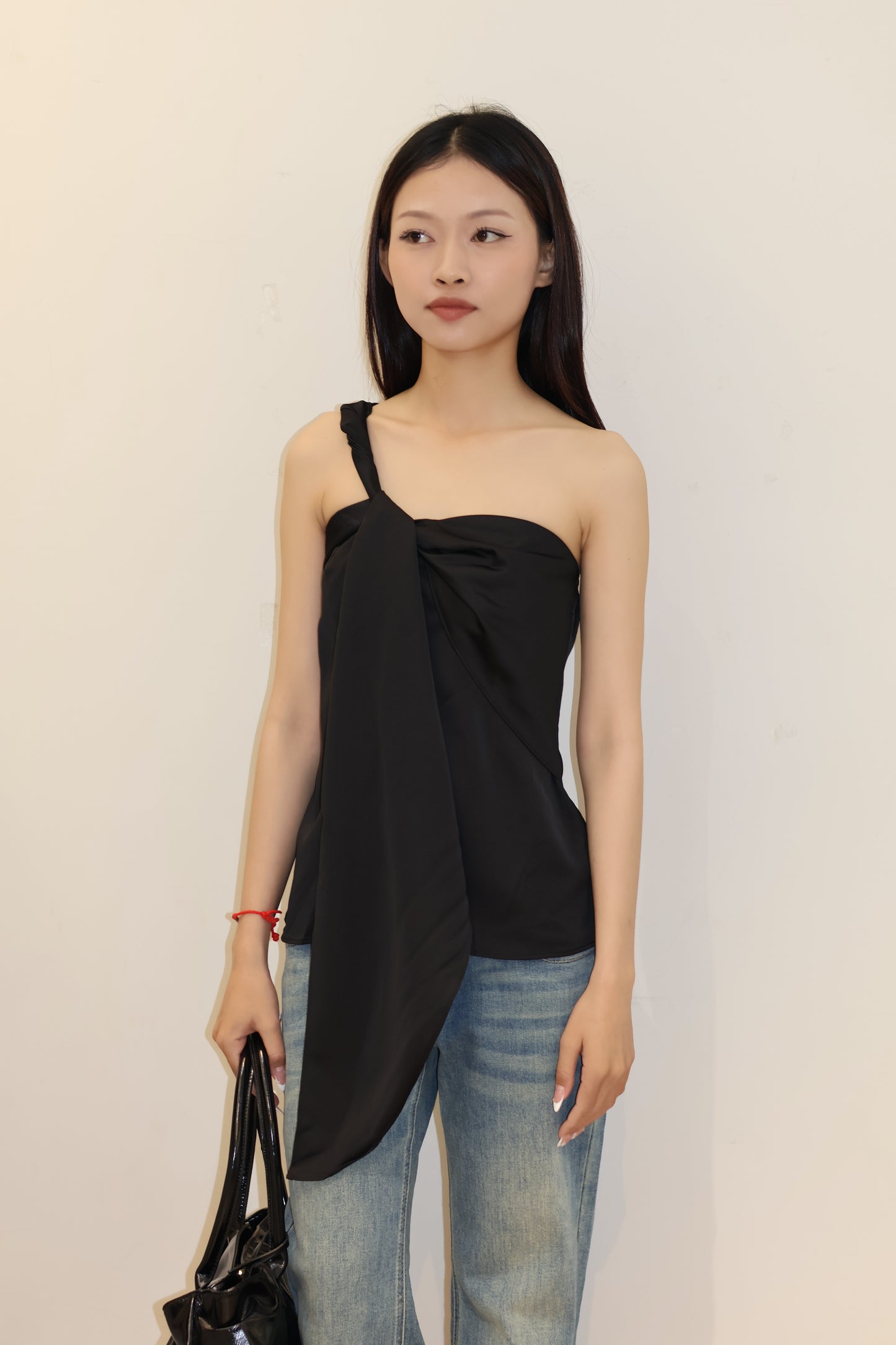 ASYM SATIN FLOWY TOP