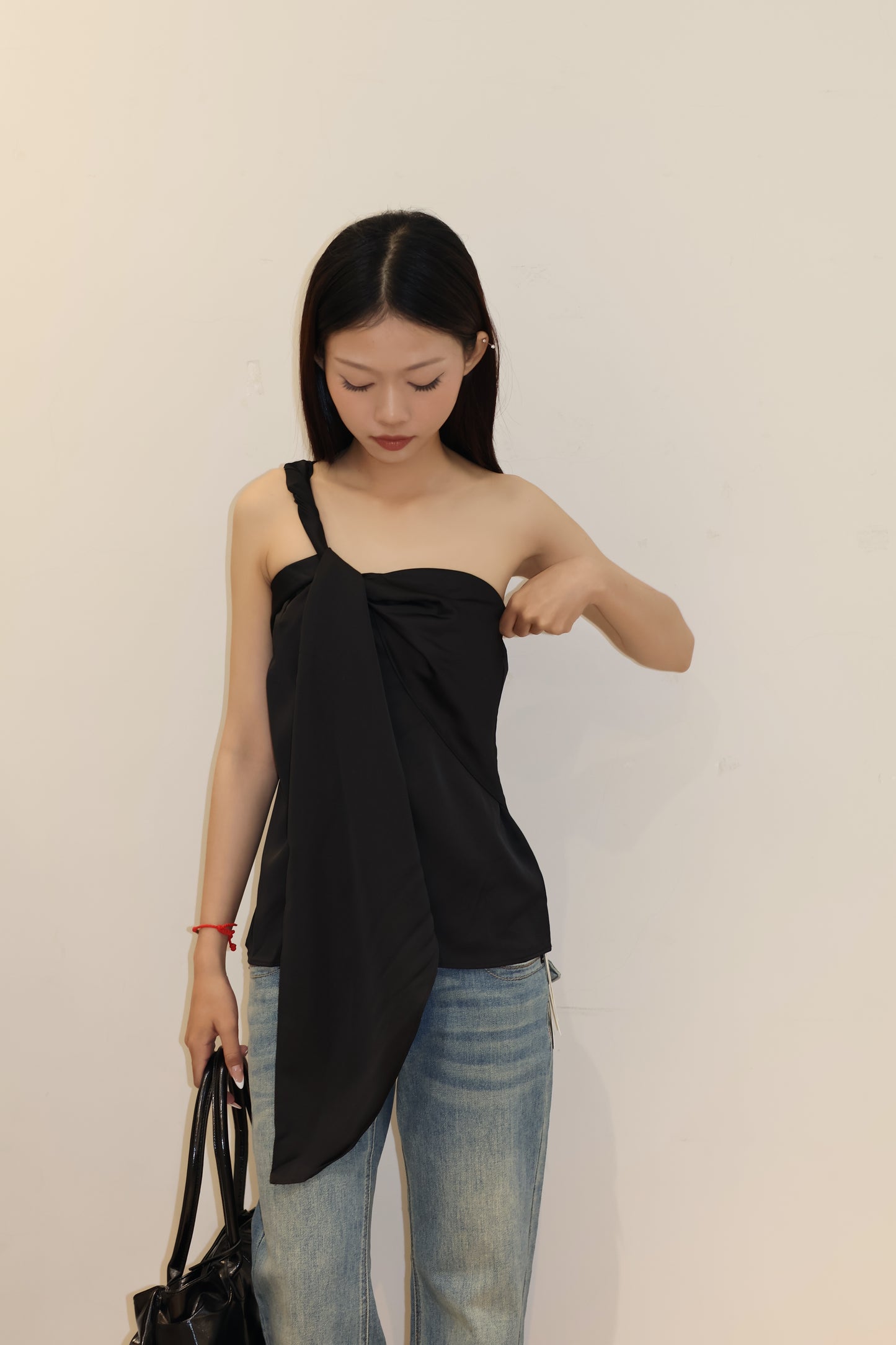ASYM SATIN FLOWY TOP