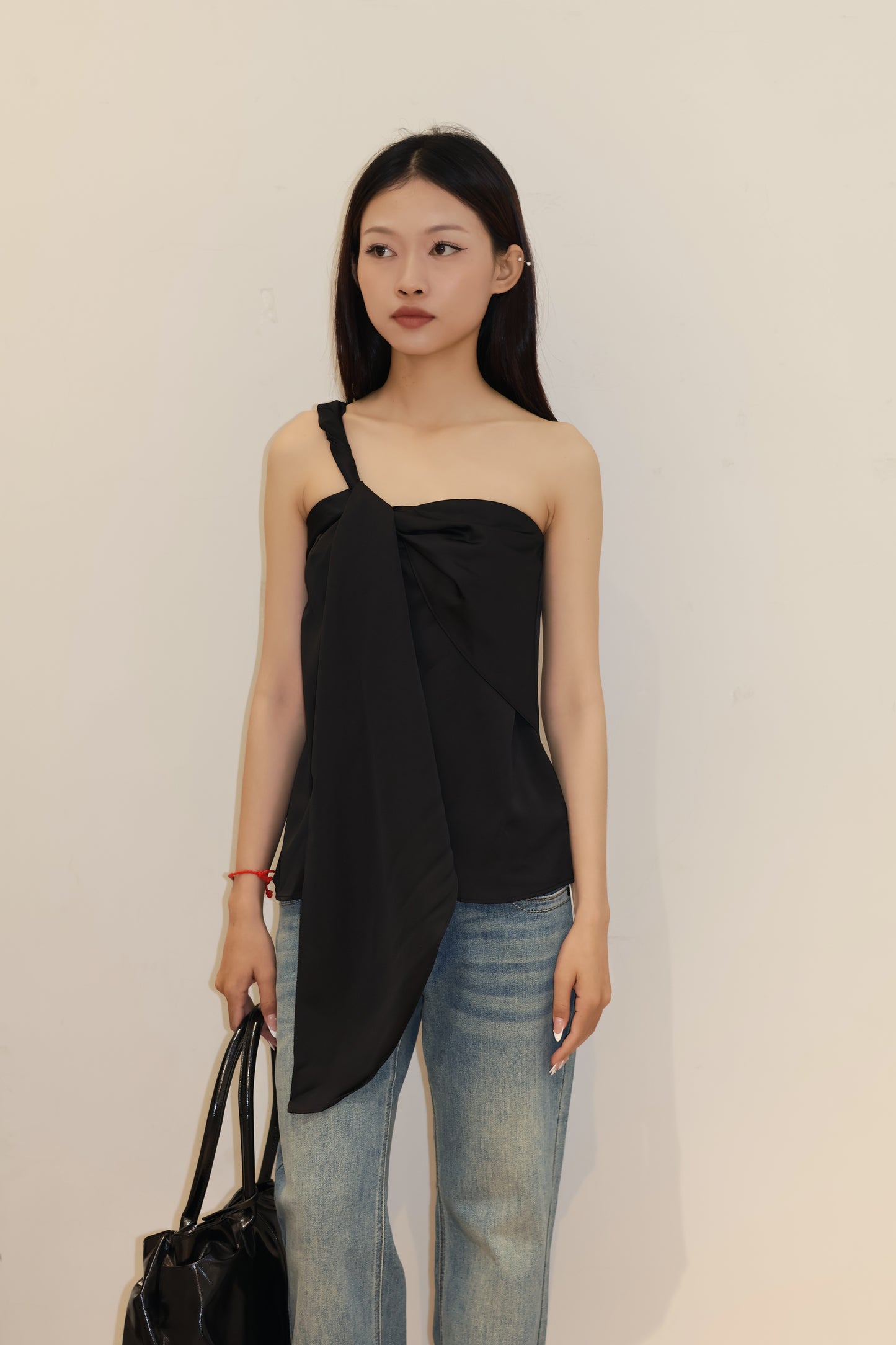 ASYM SATIN FLOWY TOP