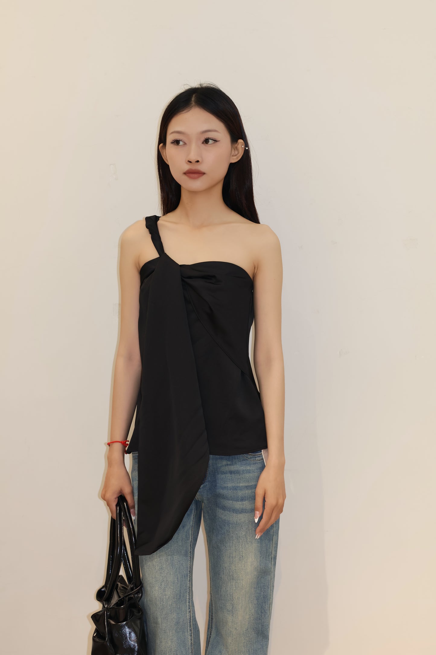 ASYM SATIN FLOWY TOP