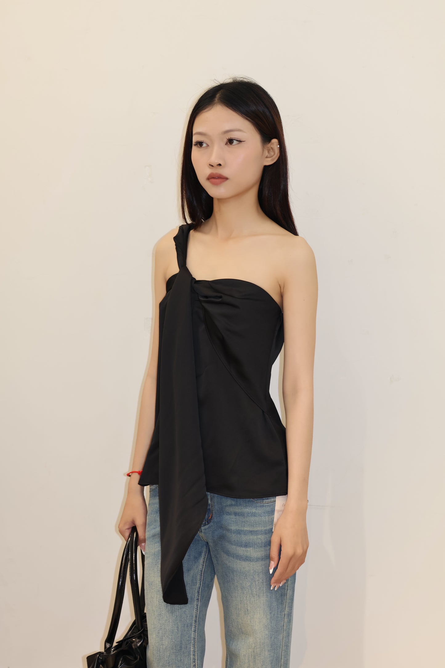 ASYM SATIN FLOWY TOP