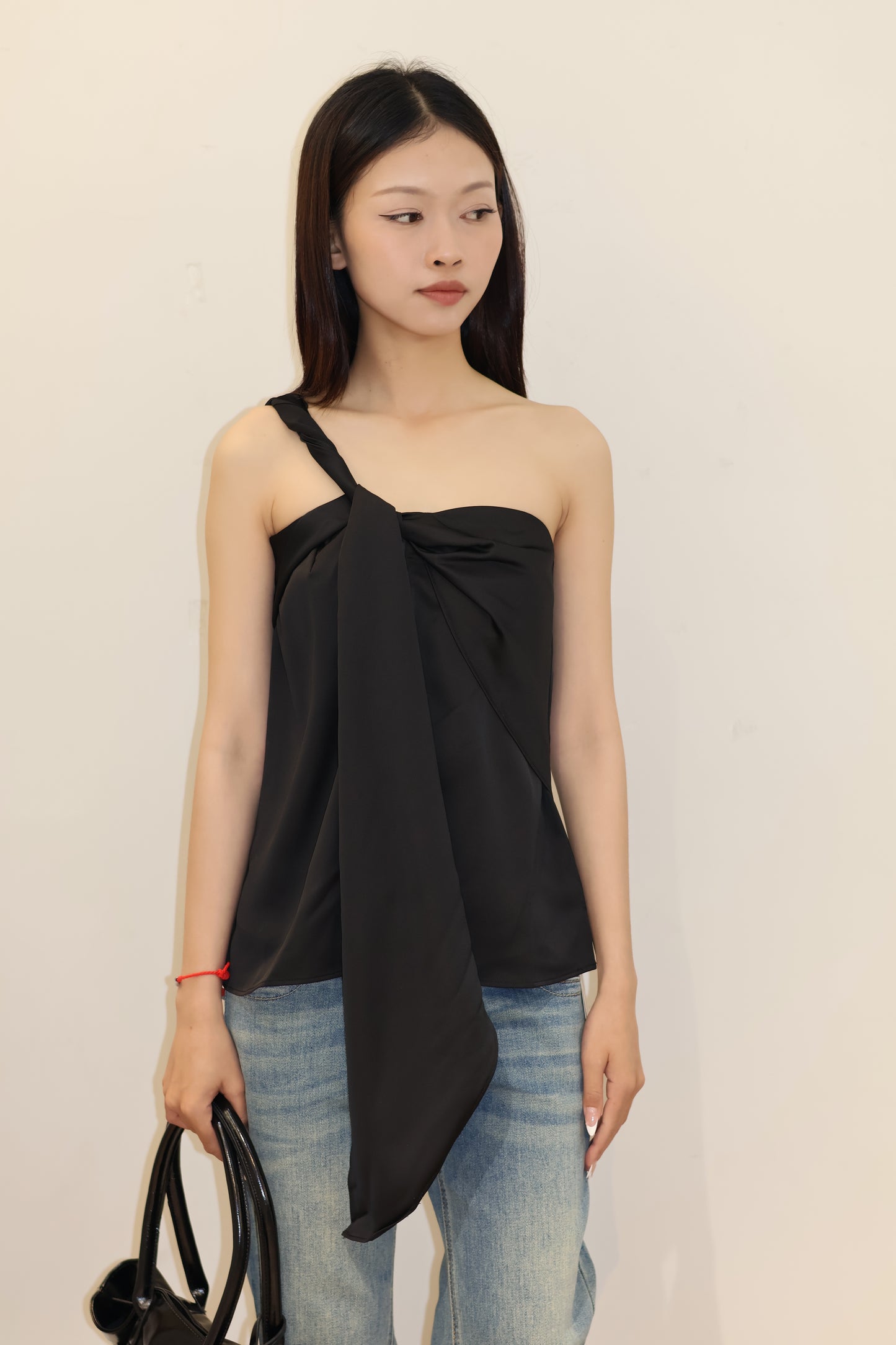 ASYM SATIN FLOWY TOP