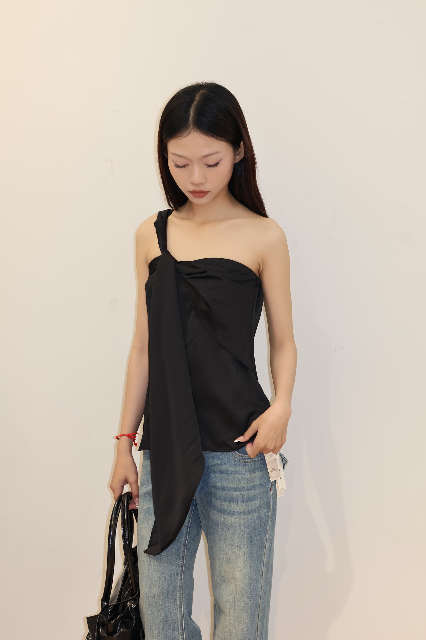 ASYM SATIN FLOWY TOP
