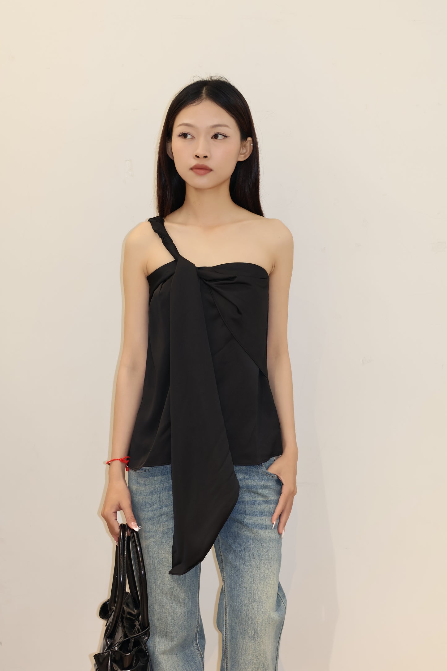 ASYM SATIN FLOWY TOP