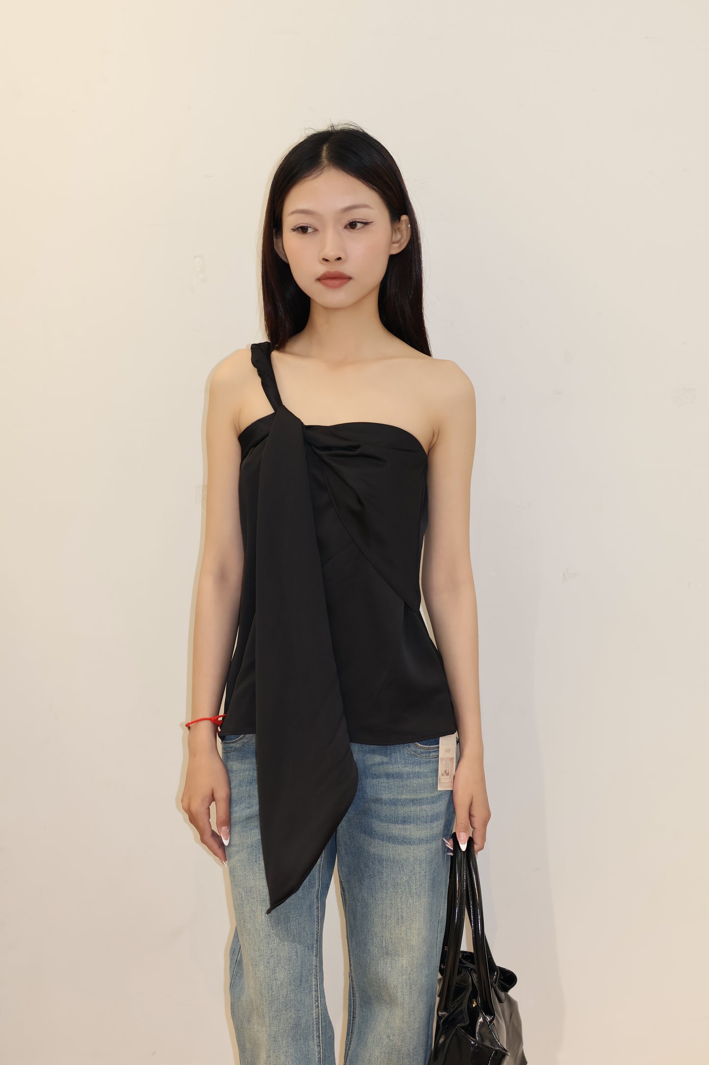 ASYM SATIN FLOWY TOP