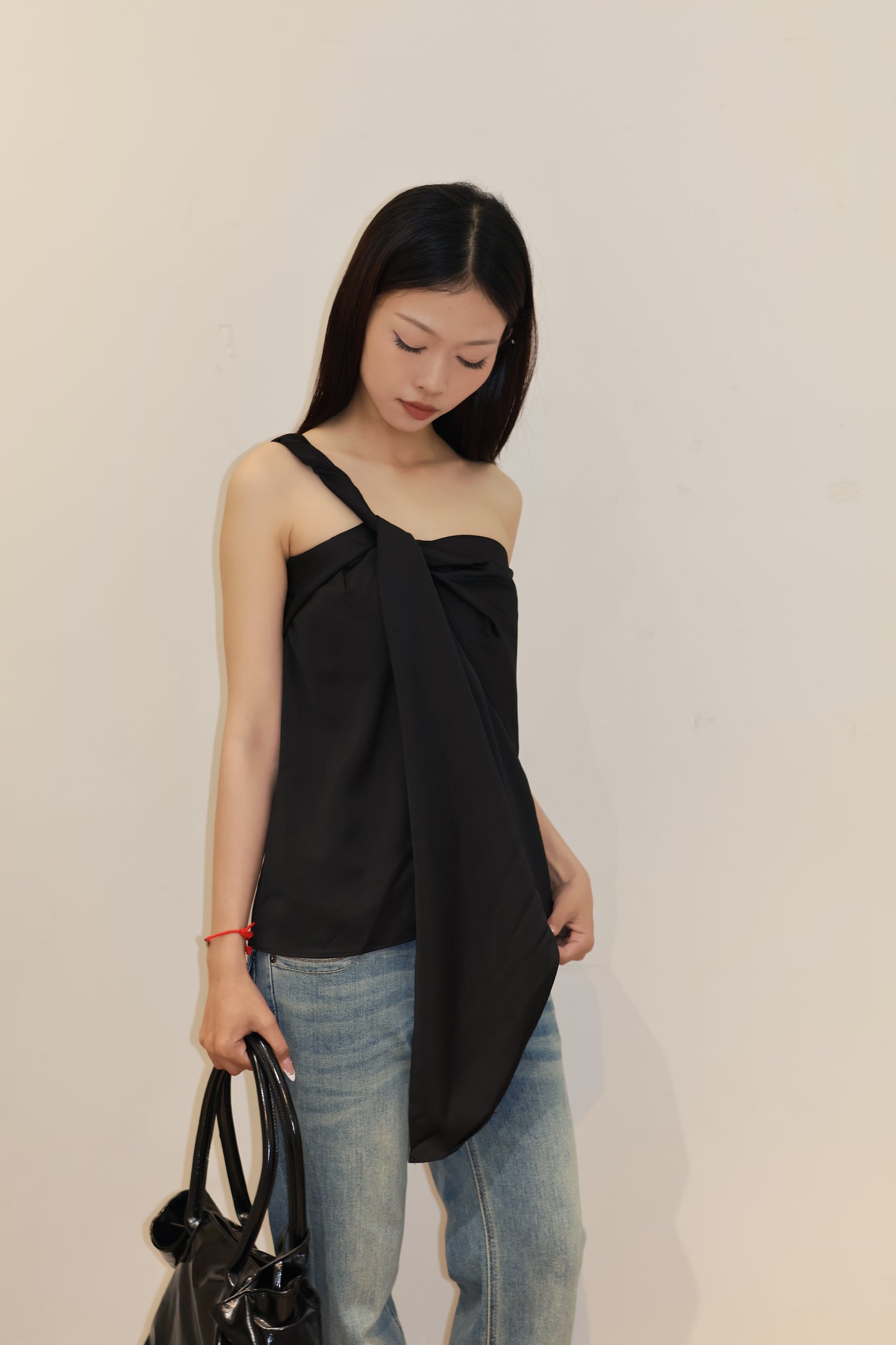 ASYM SATIN FLOWY TOP