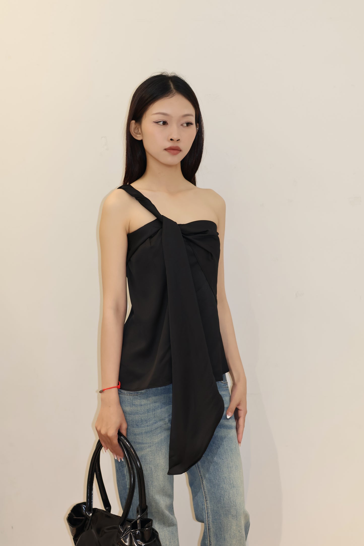 ASYM SATIN FLOWY TOP