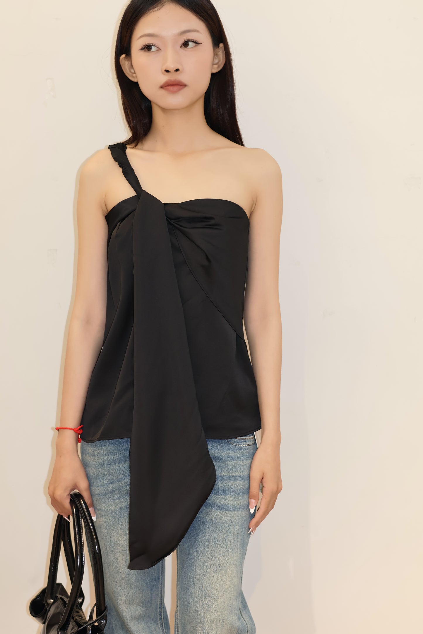 ASYM SATIN FLOWY TOP