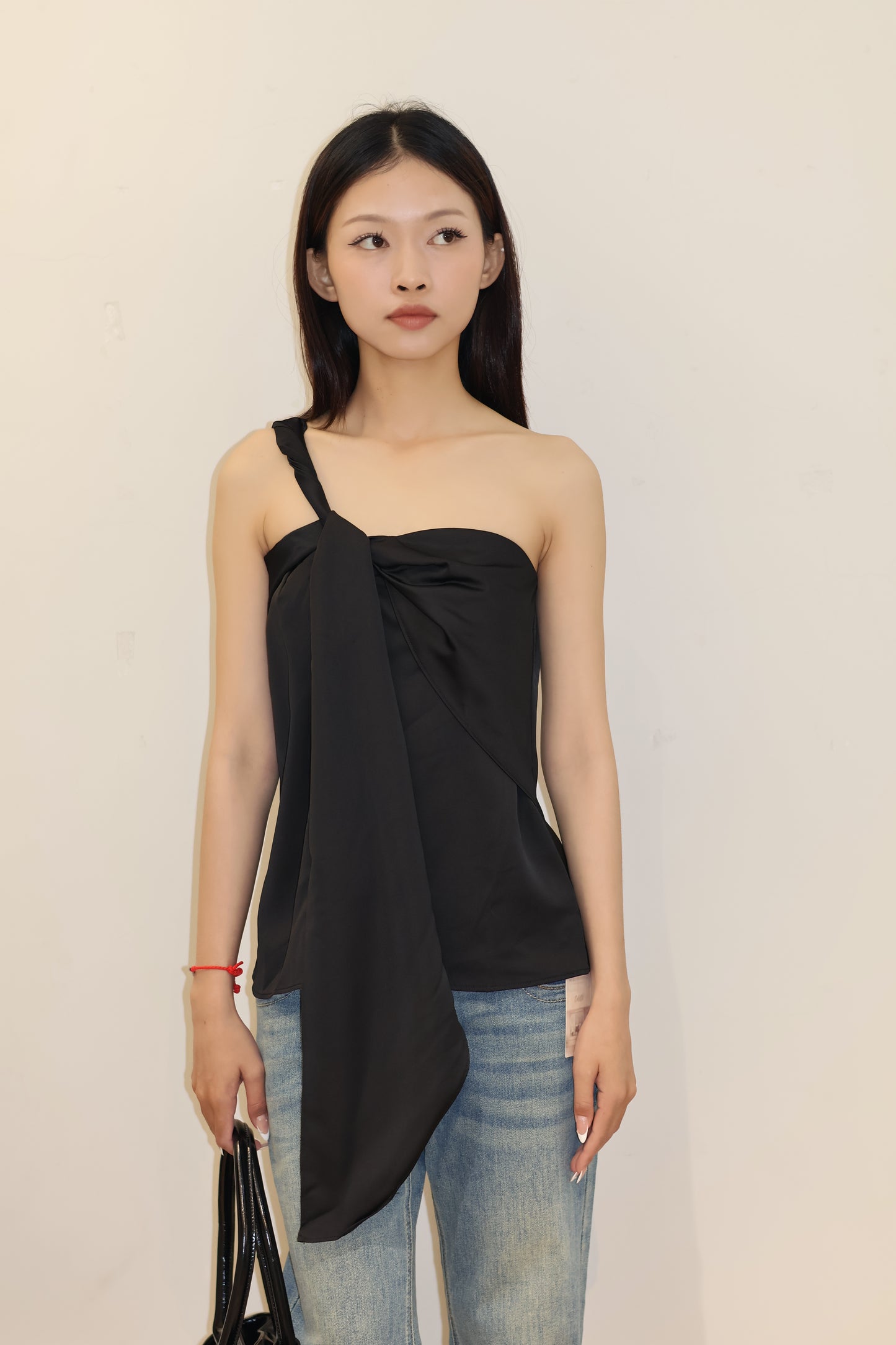 ASYM SATIN FLOWY TOP