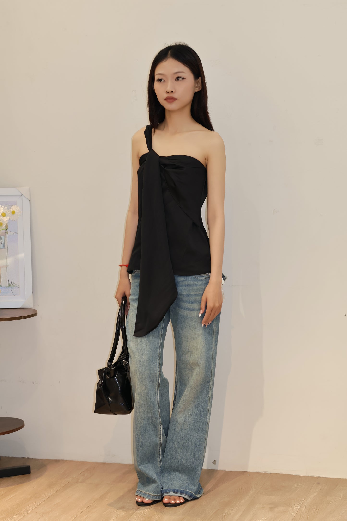 ASYM SATIN FLOWY TOP